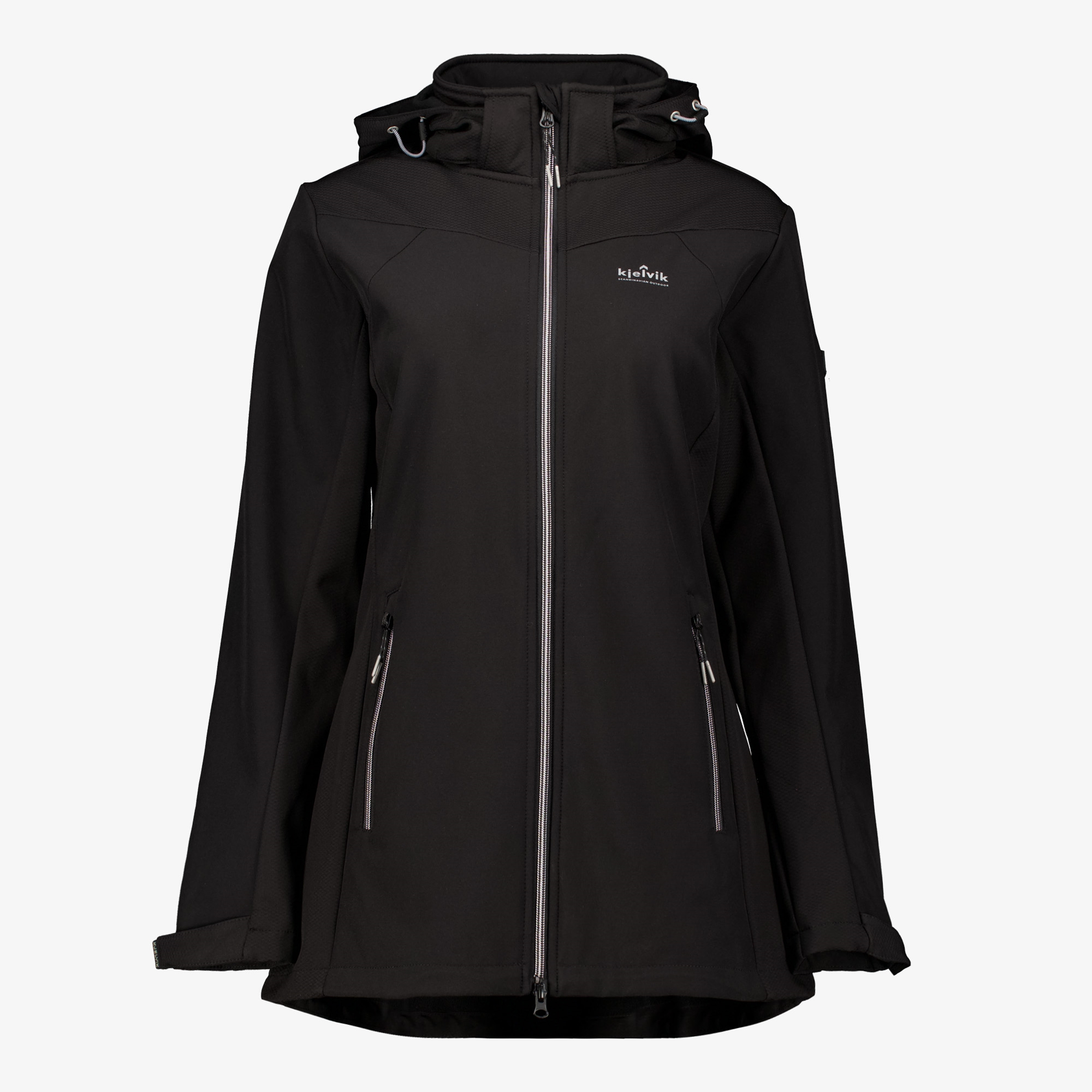 Kjelvik lange dames softshell jas zwart