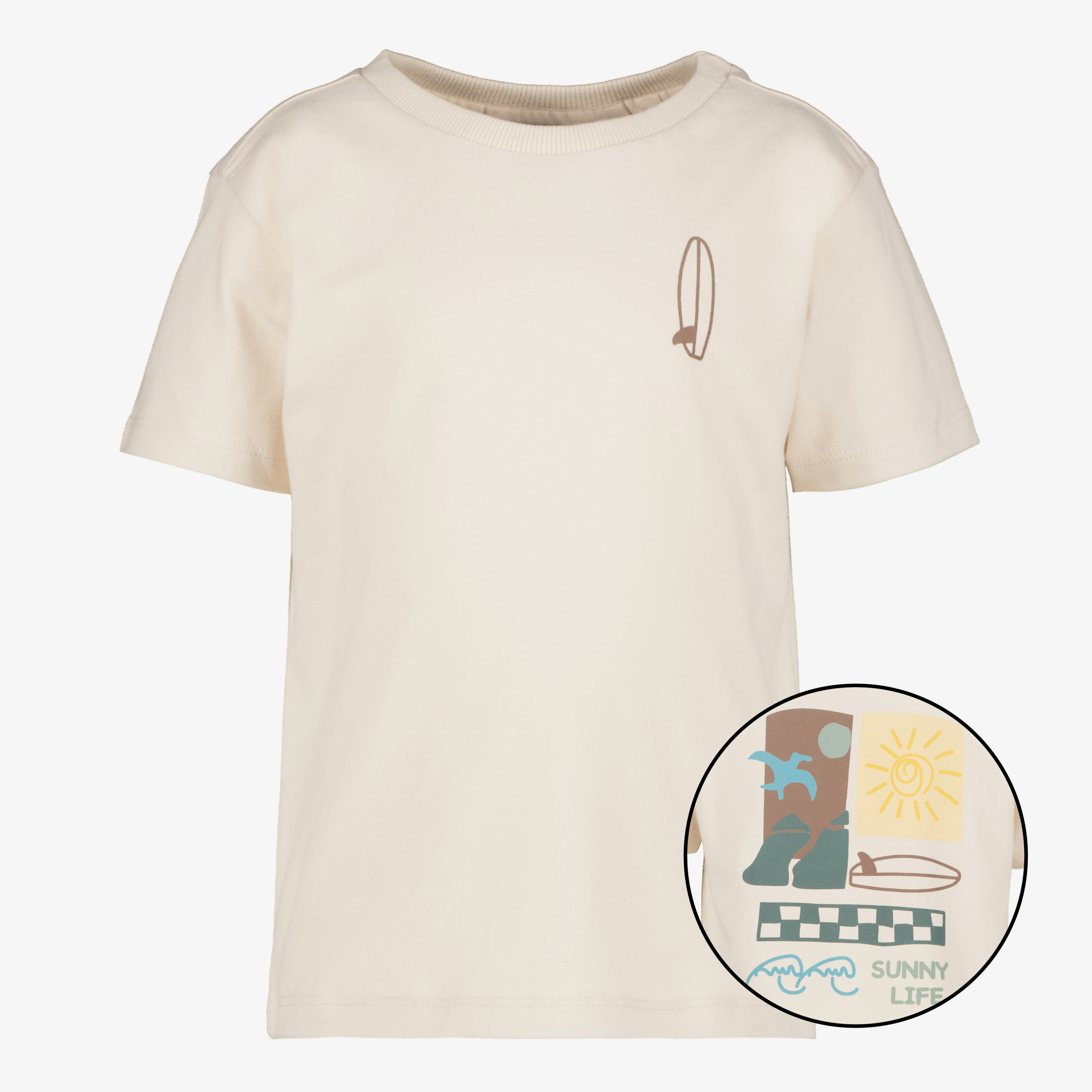 Unsigned jongens T-shirt met backprint beige