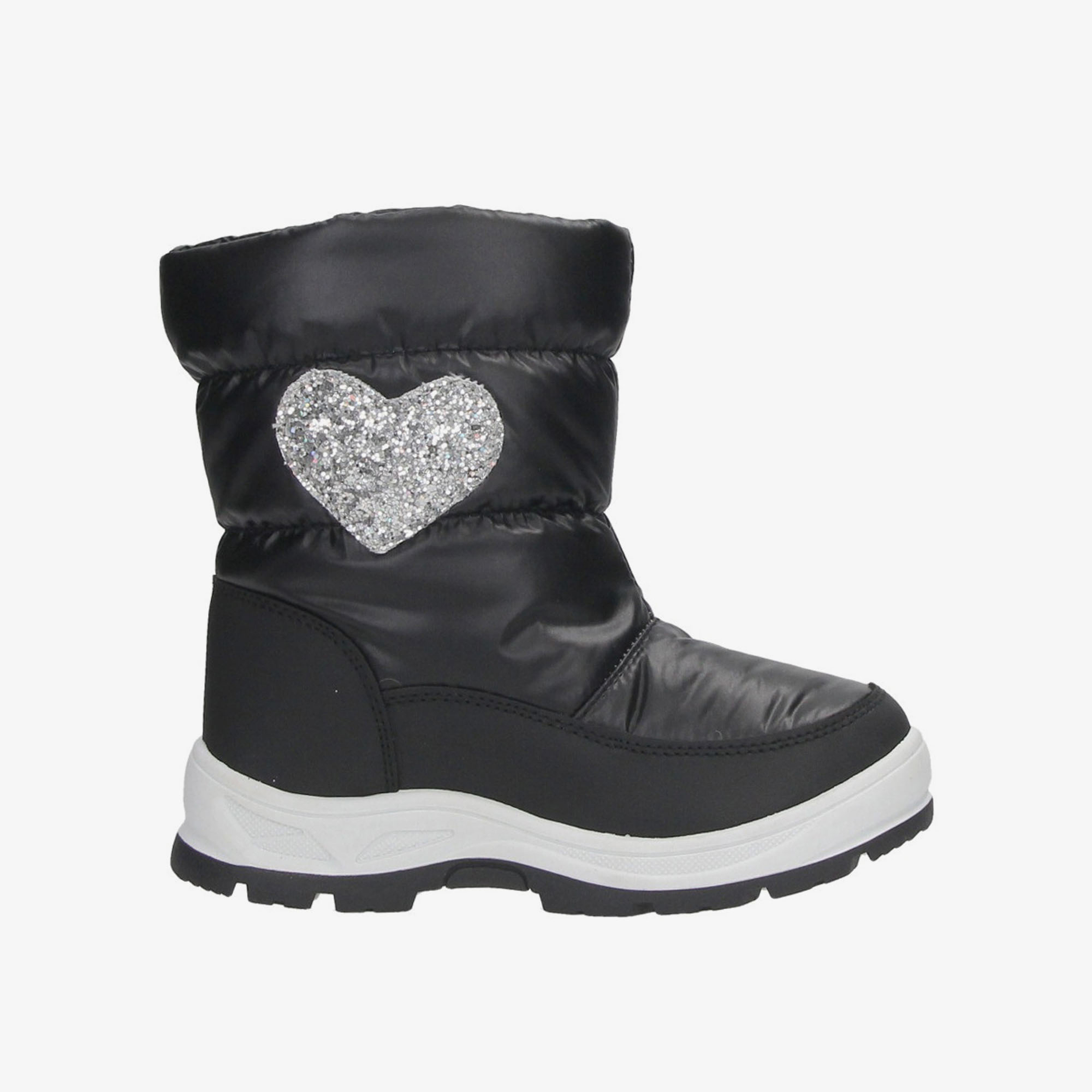 SnowFun gevoerde kinder snowboots met hartje zwart meisjes