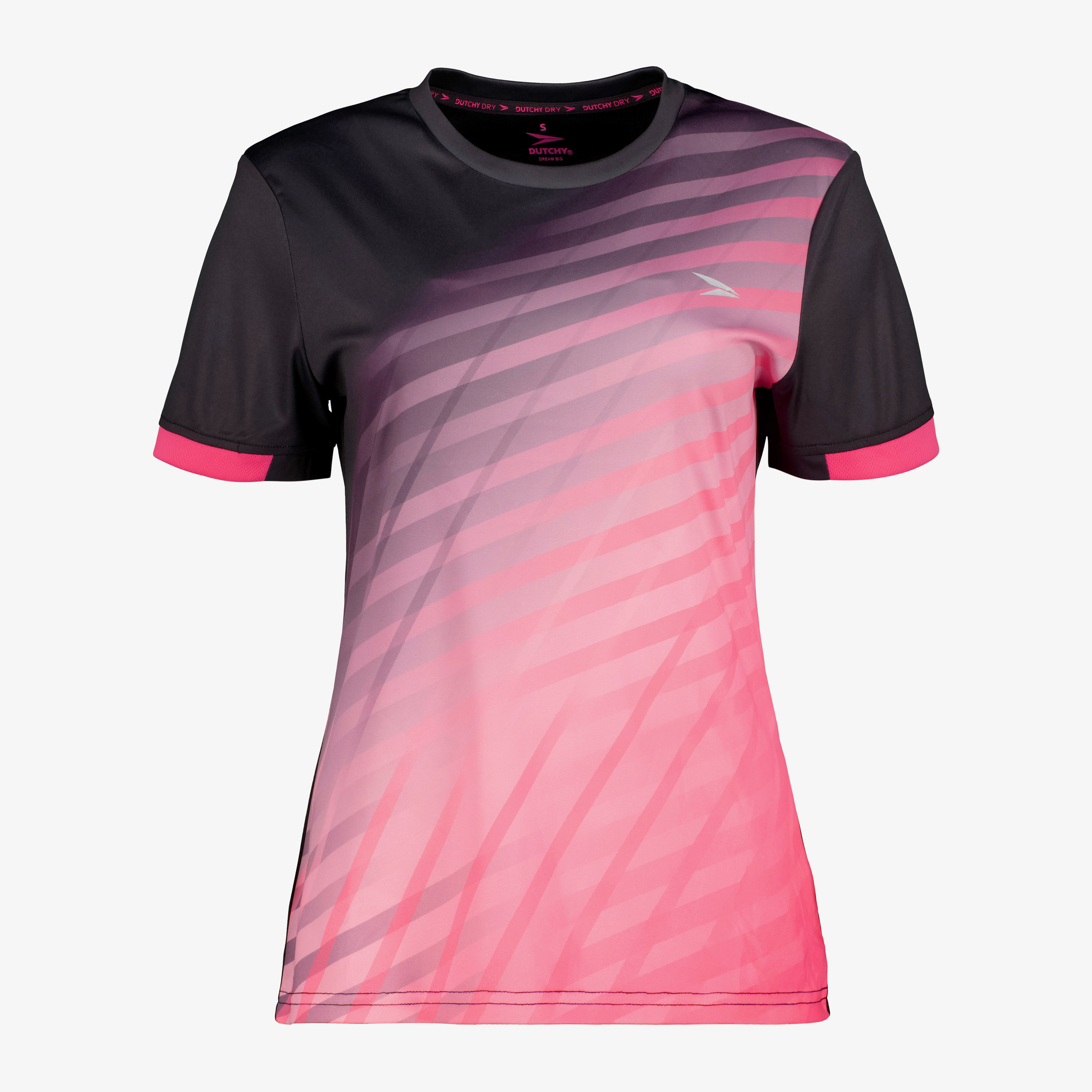 Dutchy dames voetbal T-shirt roze zwart sport & spel