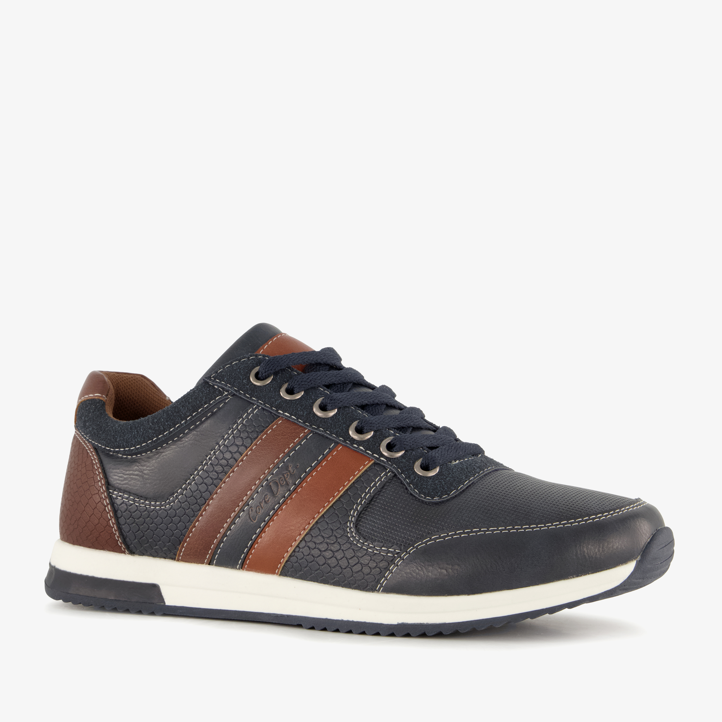 Blue Box heren sneakers blauw cognac