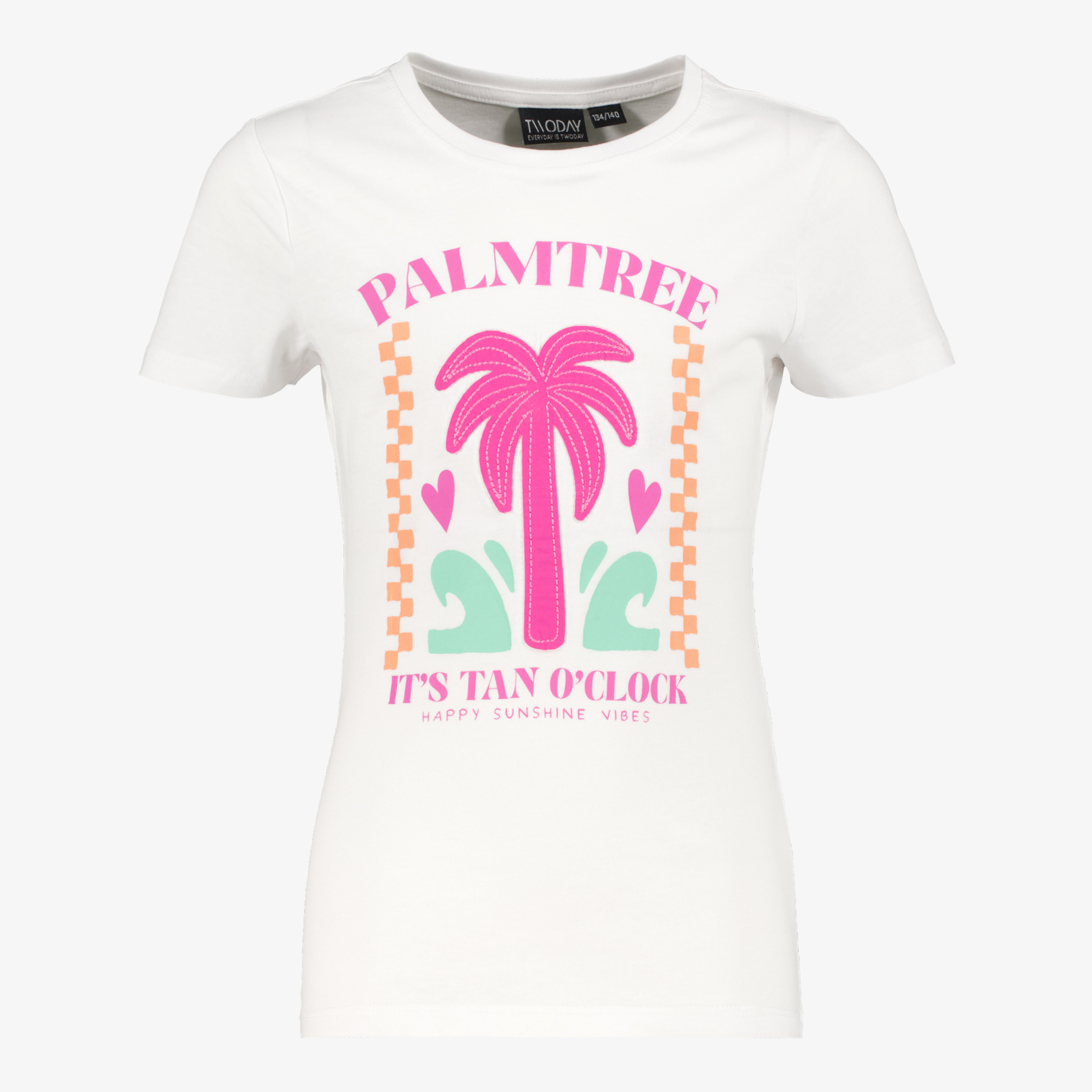 TwoDay meisjes T-shirt met palmboom wit t-shirts & tops