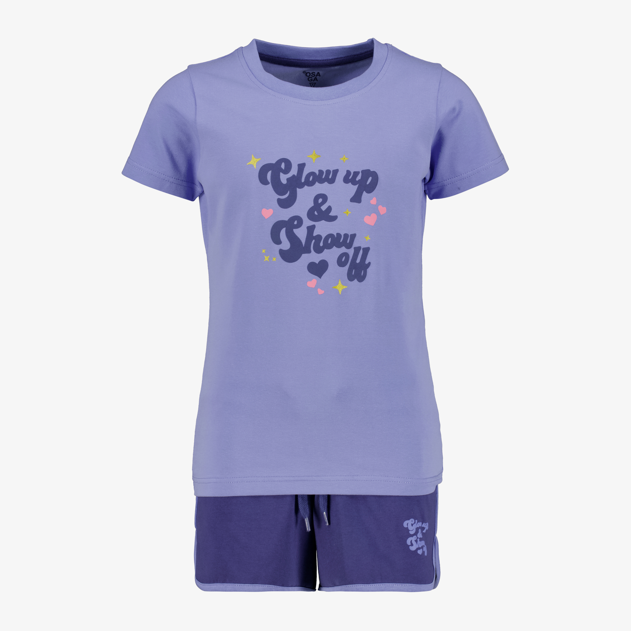 Osaga cropped meisjes sport T-shirt met tekstopdruk paars t-shirts & tops