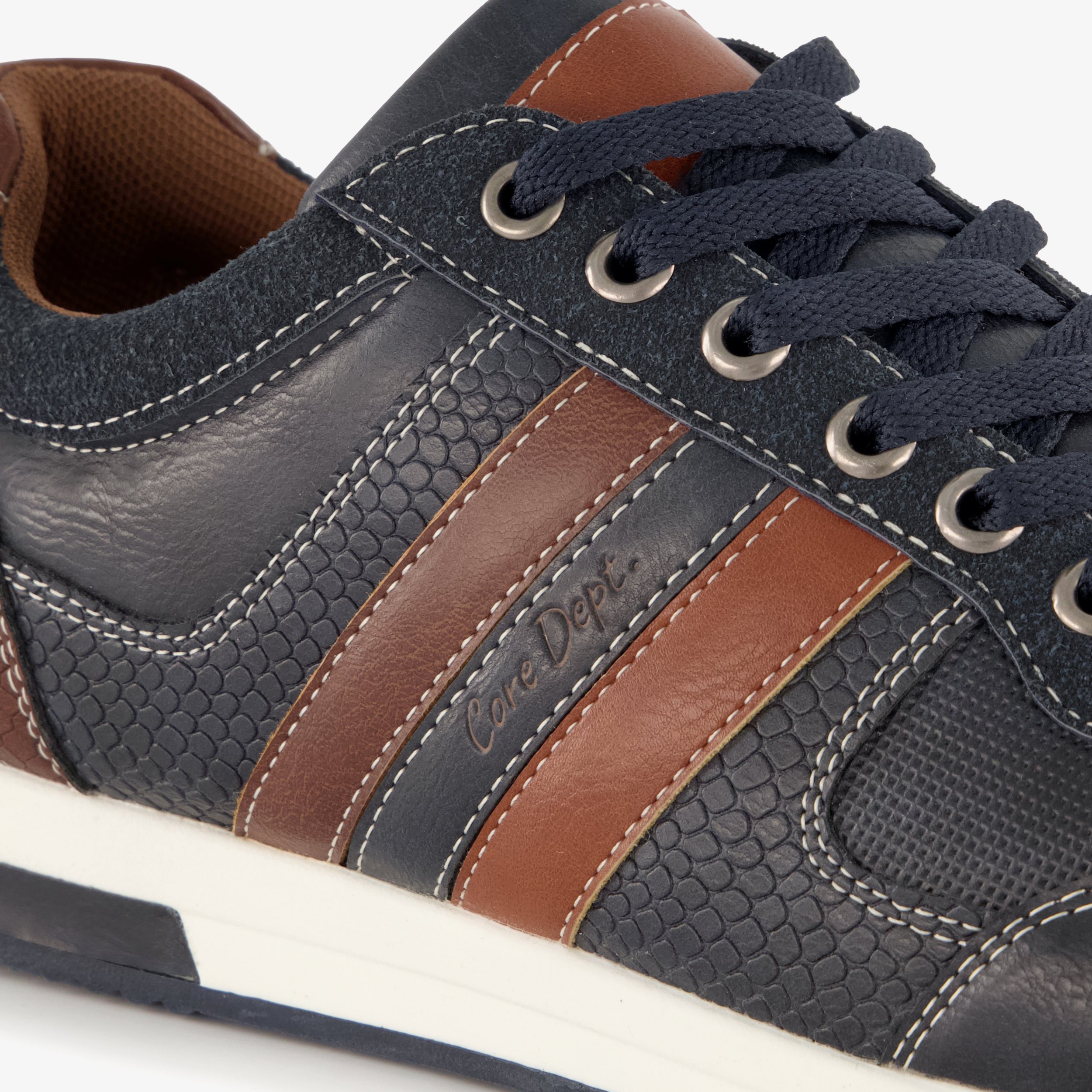 Blue Box heren sneakers blauw cognac – foto 5
