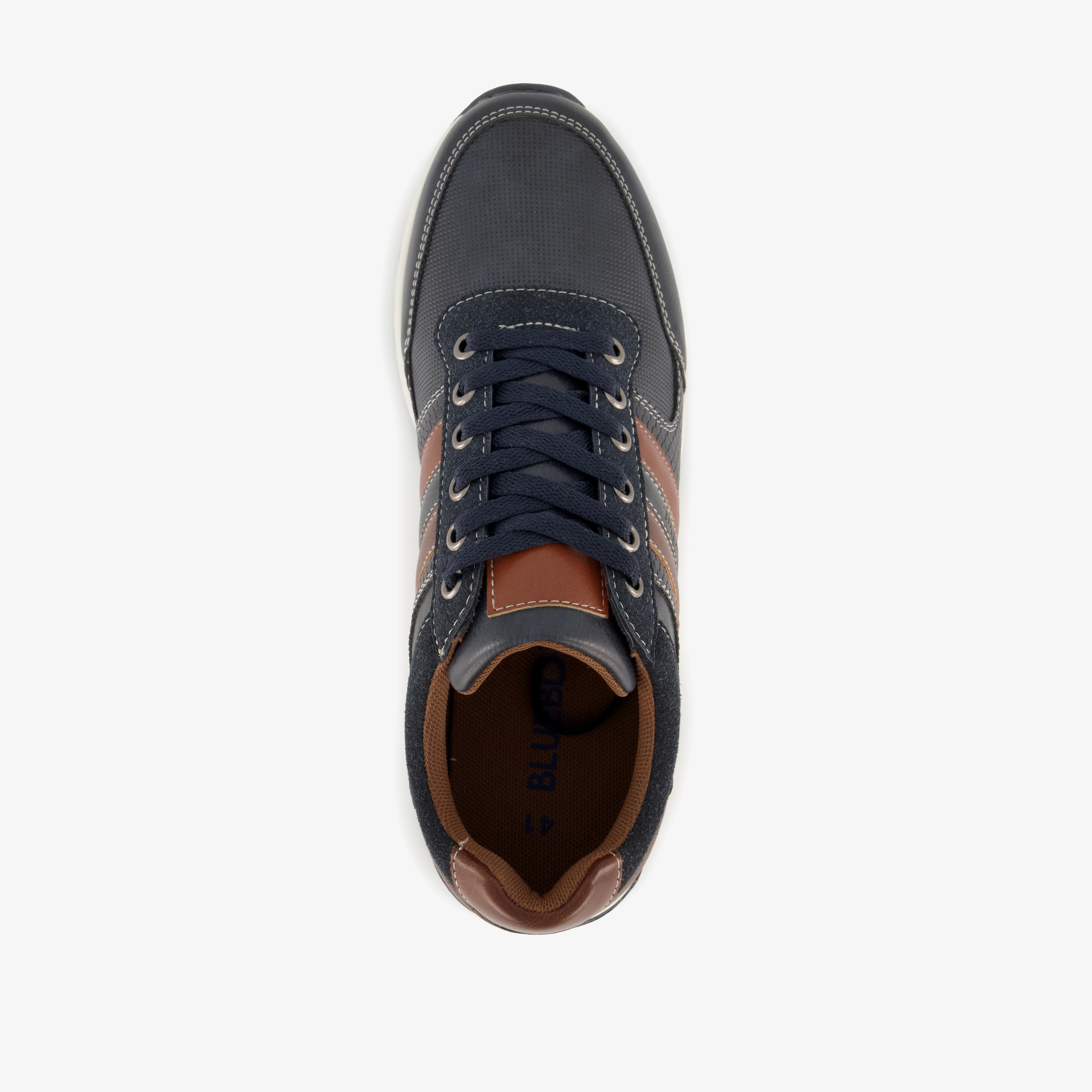 Blue Box heren sneakers blauw cognac – foto 4