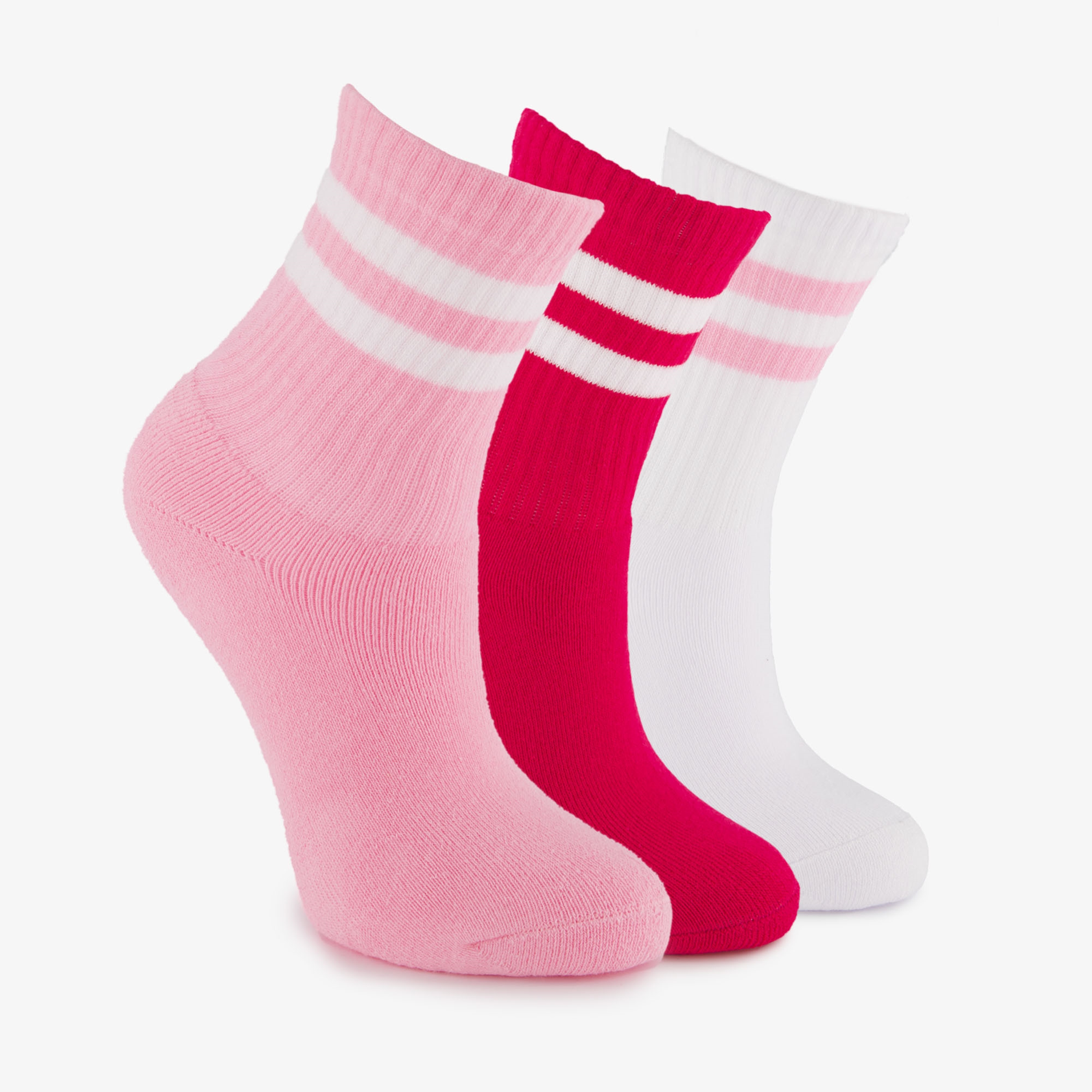 3 paar kinder sokken roze wit