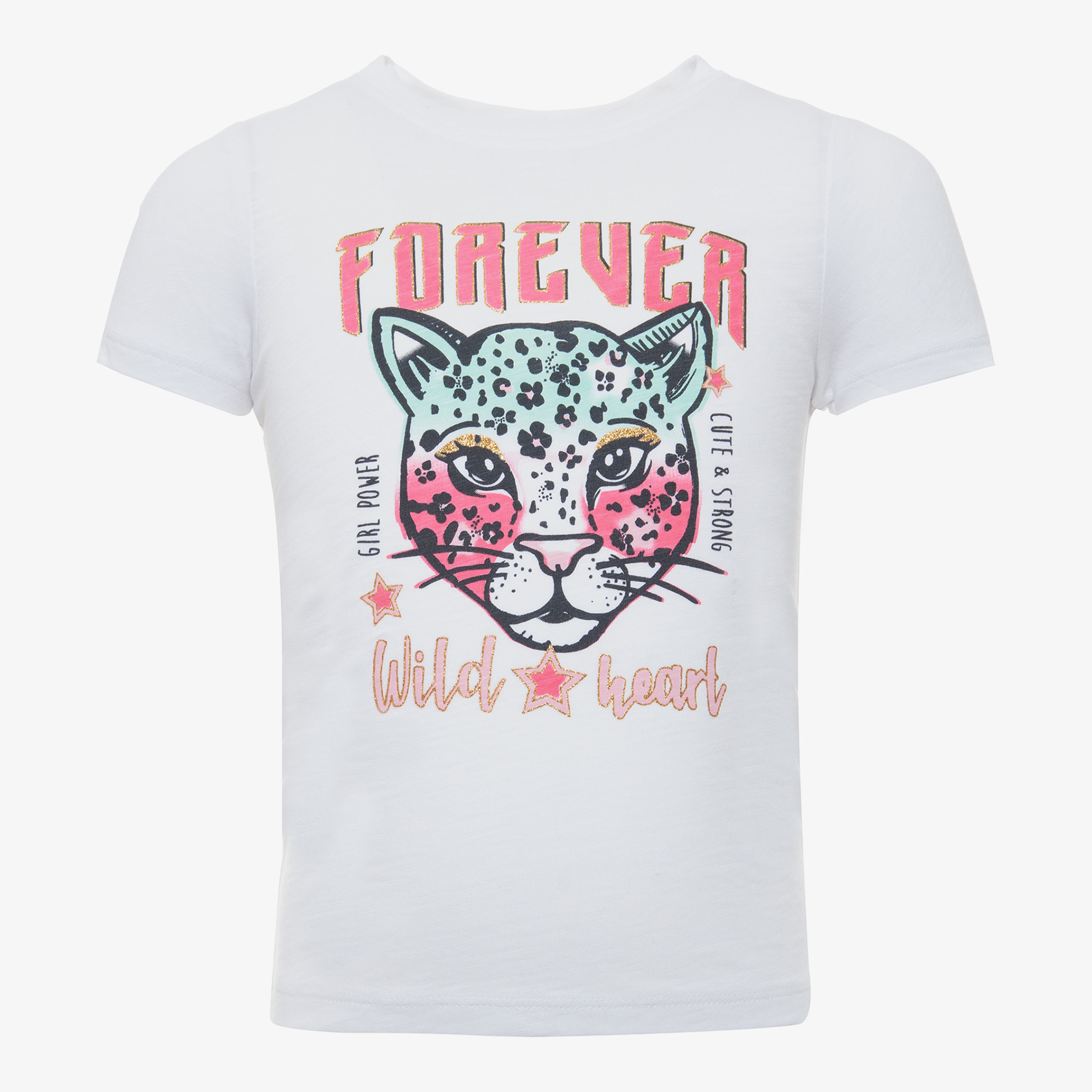 TwoDay meisjes T-shirt wit met tijgerkop