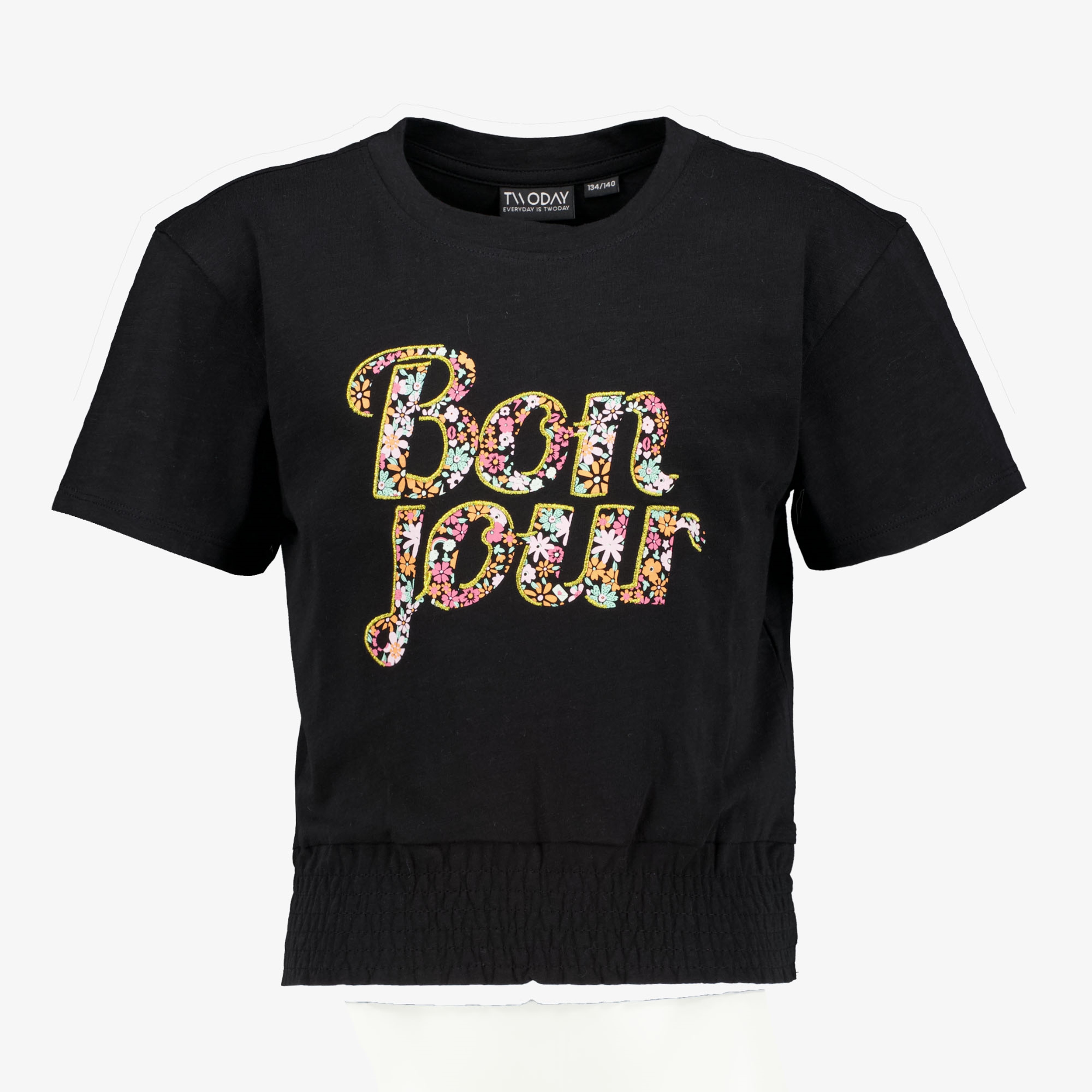 TwoDay meisjes T-shirt met elastiek zwart
