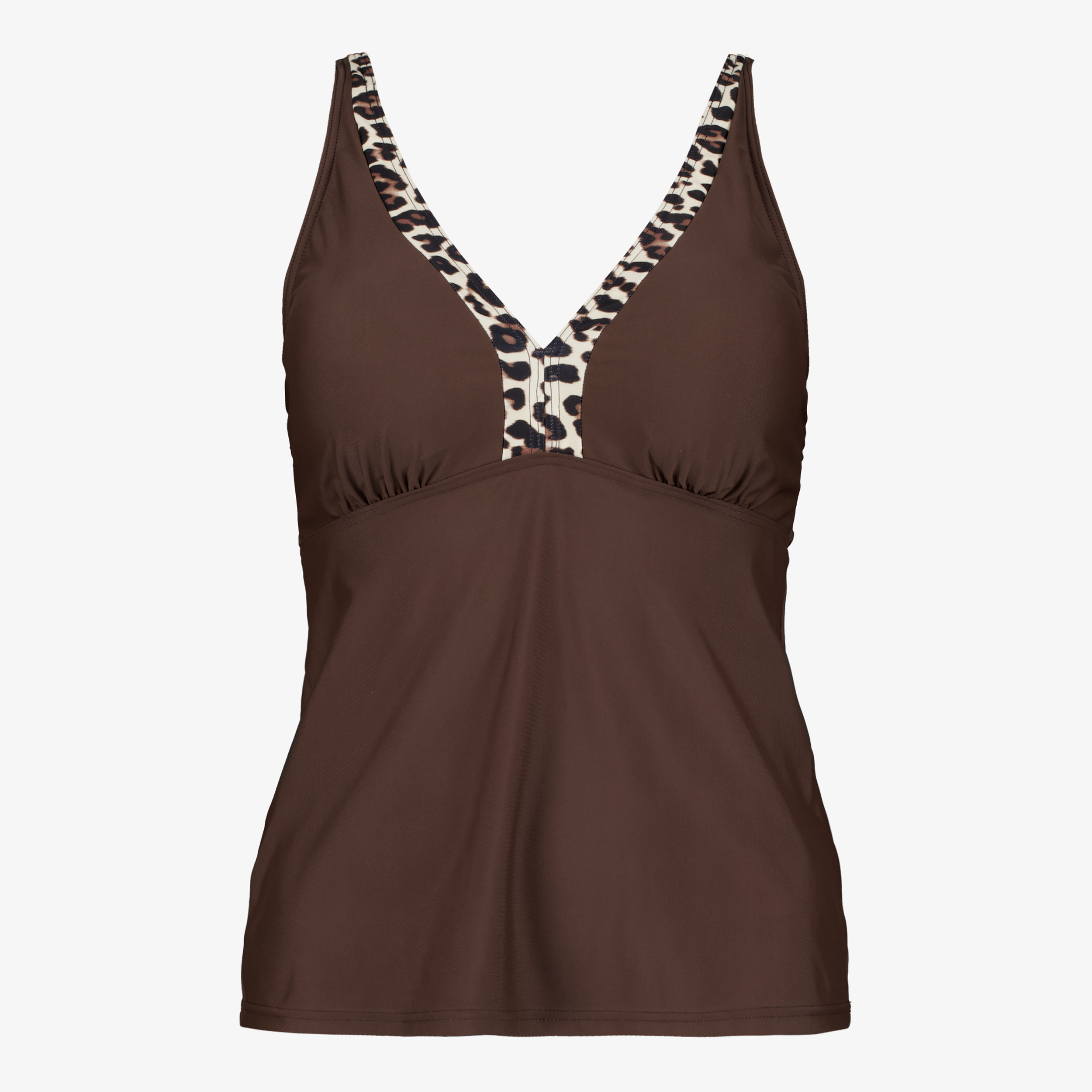 Osaga dames tankinitop met panterprint bruin t-shirts & tops