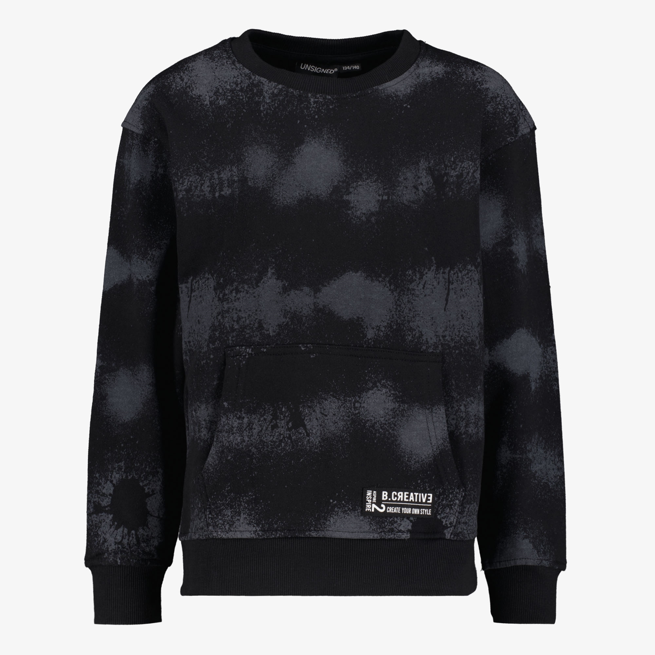 Unsigned jongens sweater zwart grijs