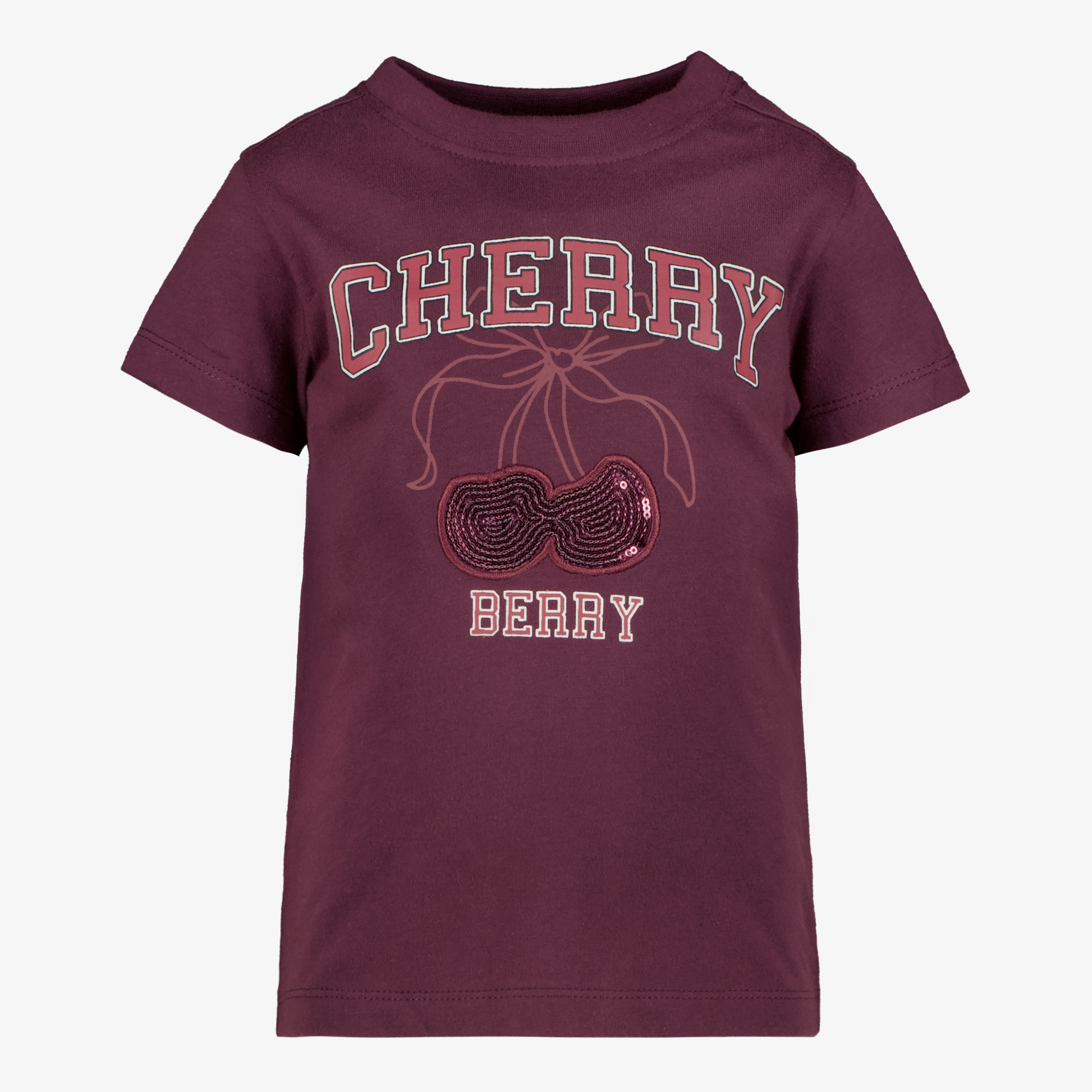 TwoDay meisjes T-shirt met kersen en pailletten rood t-shirts & tops
