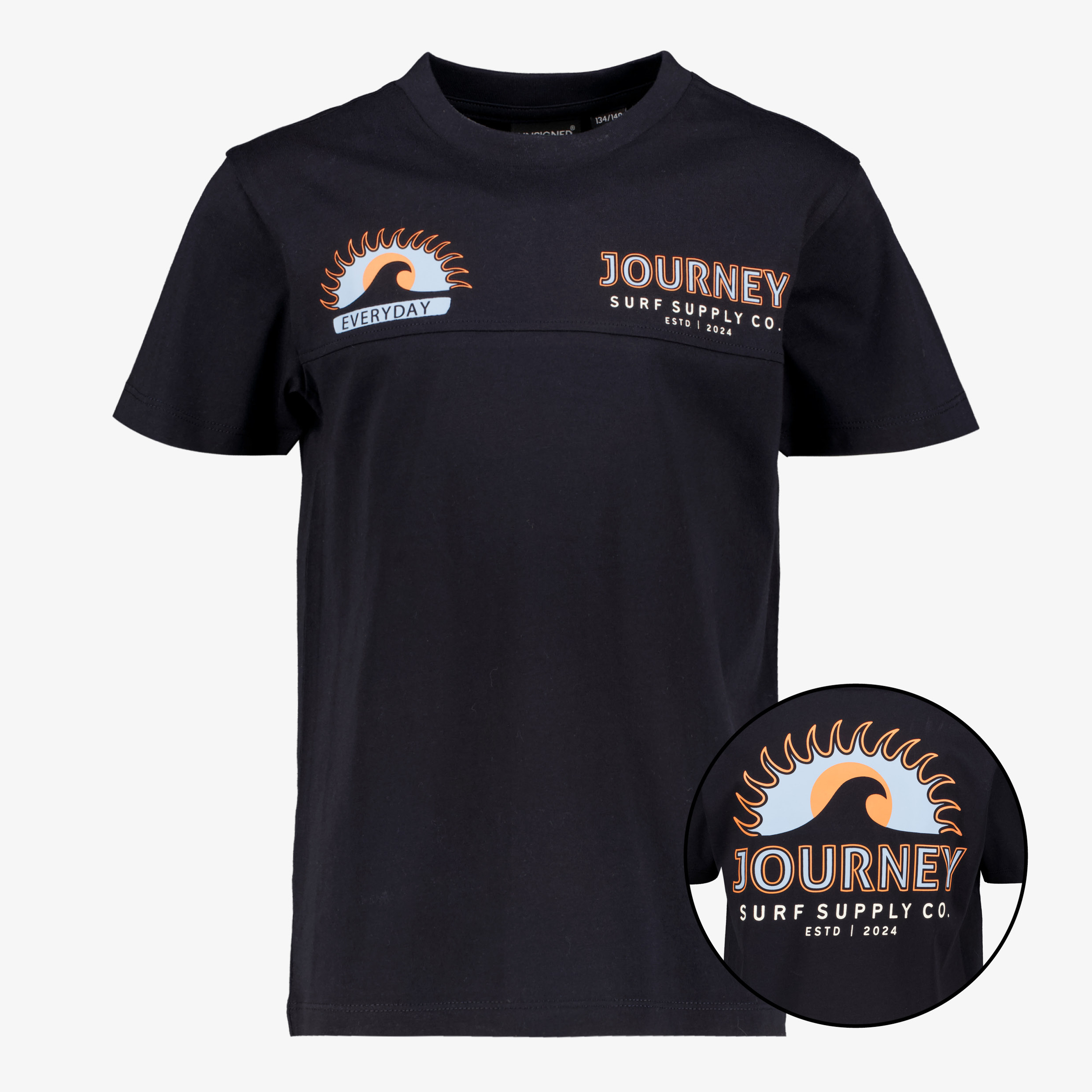 Unsigned jongens T-shirt met backprint donkerblauw
