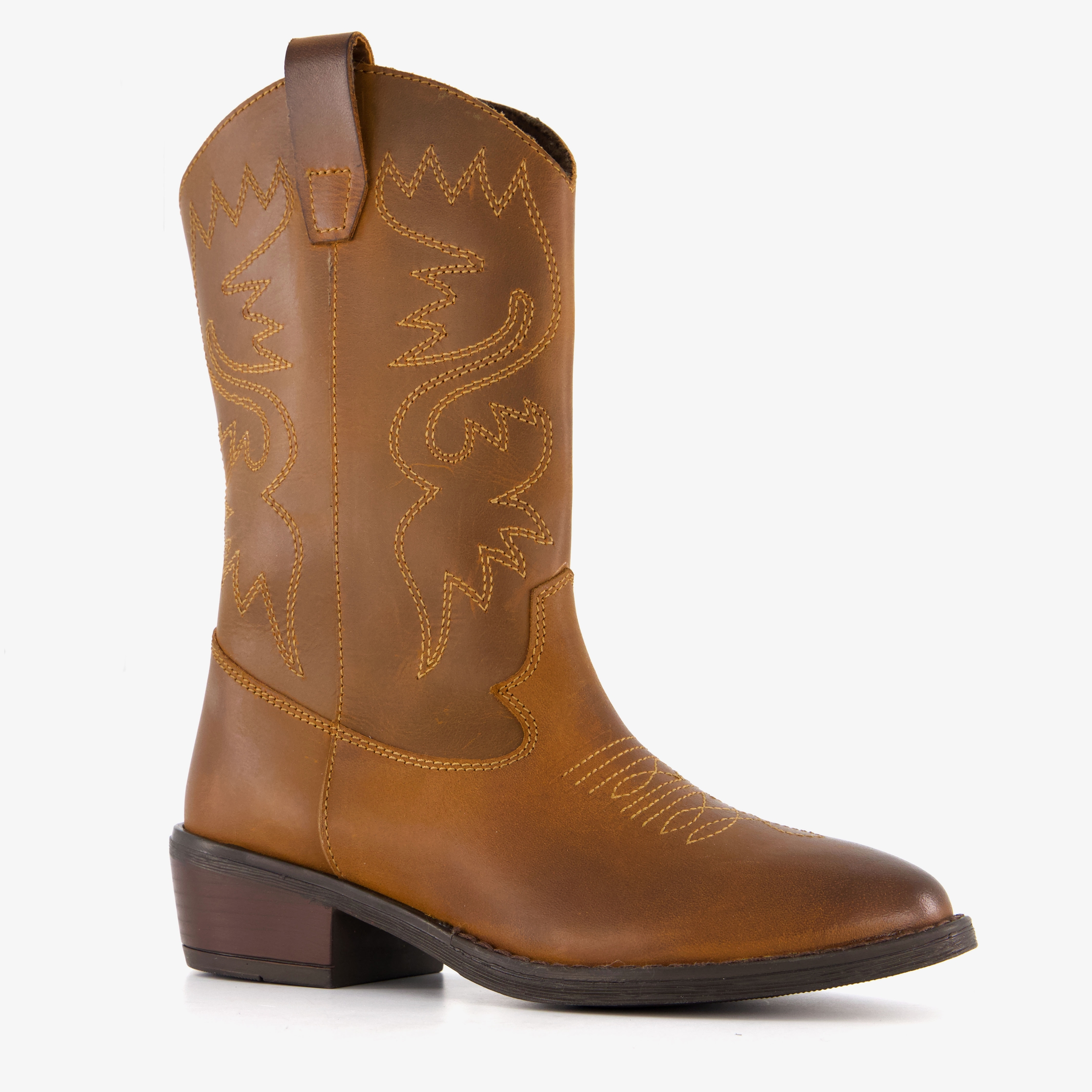 Groot leren meisjes western laarzen bruin