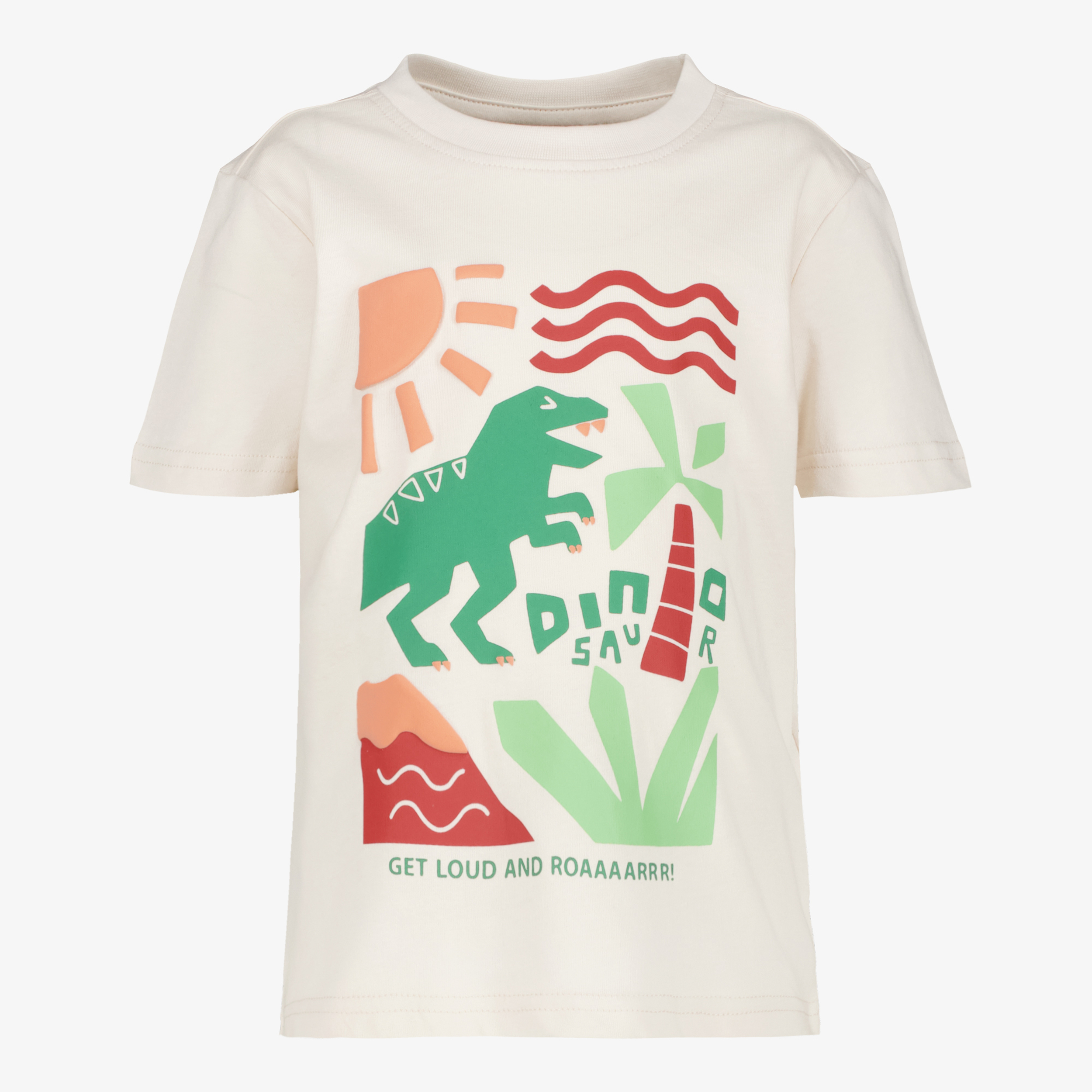 Unsigned jongens T-shirt met dino lichtbeige t-shirts & tops
