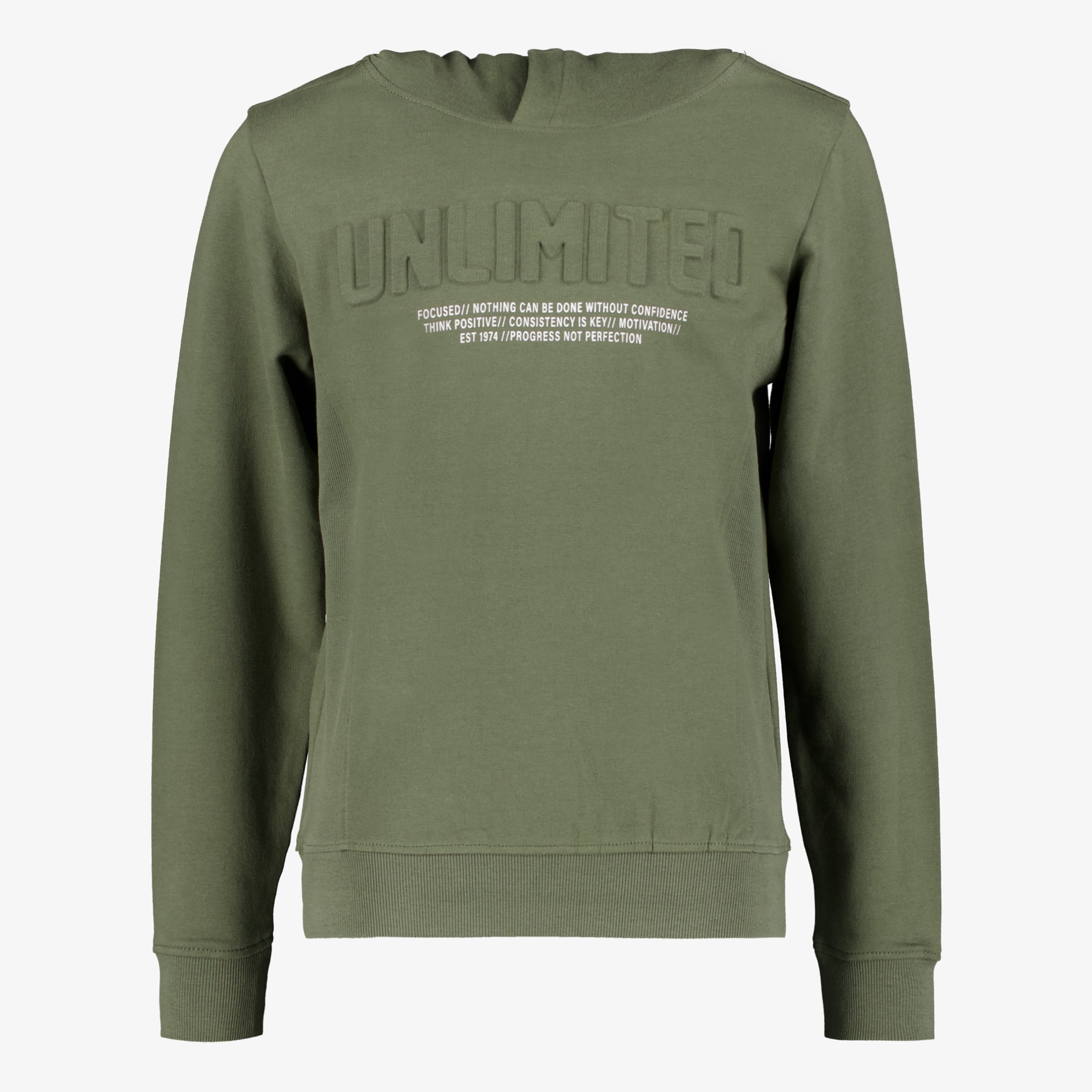 Unsigned jongens hoodie kaki groen