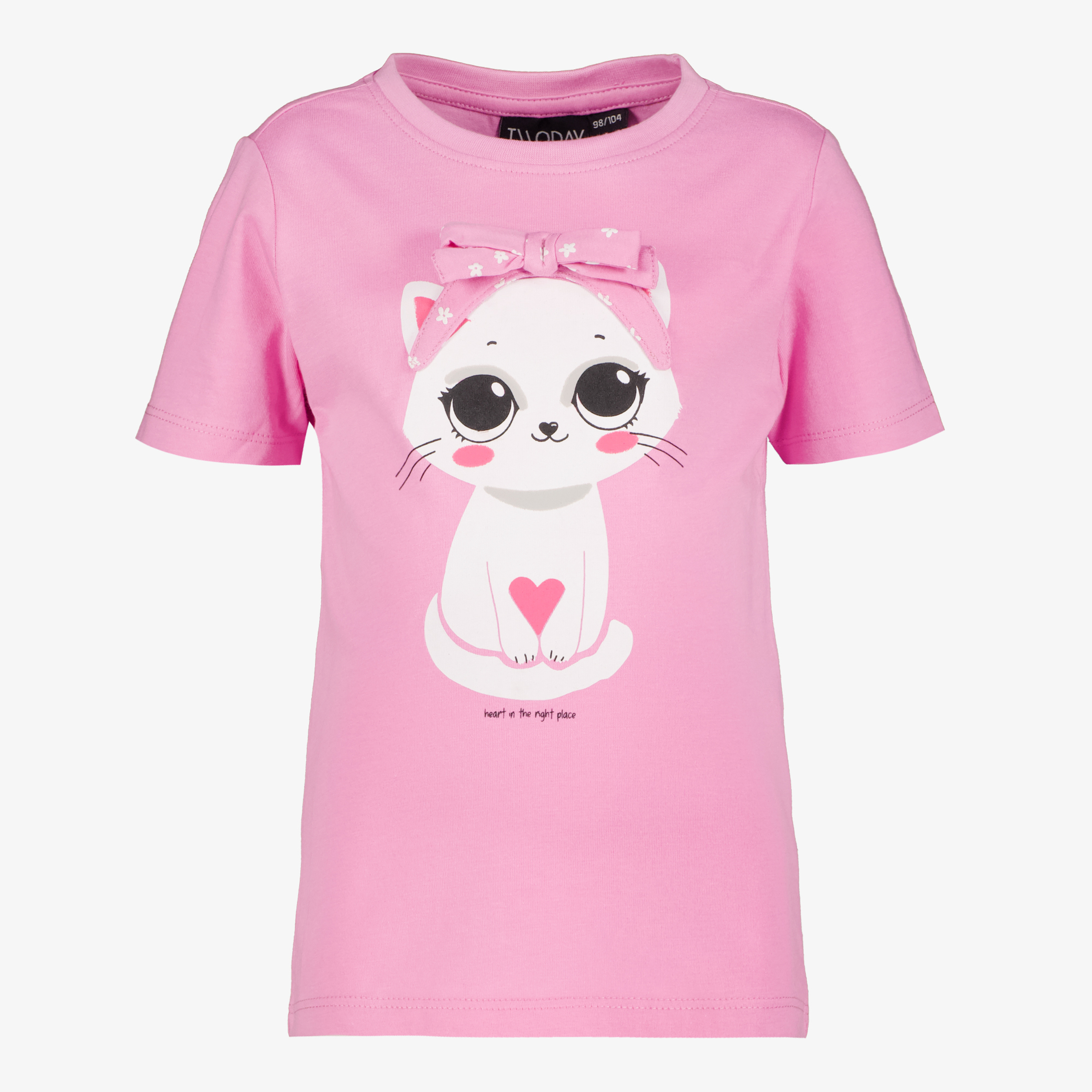 TwoDay meisjes T-shirt met kat roze