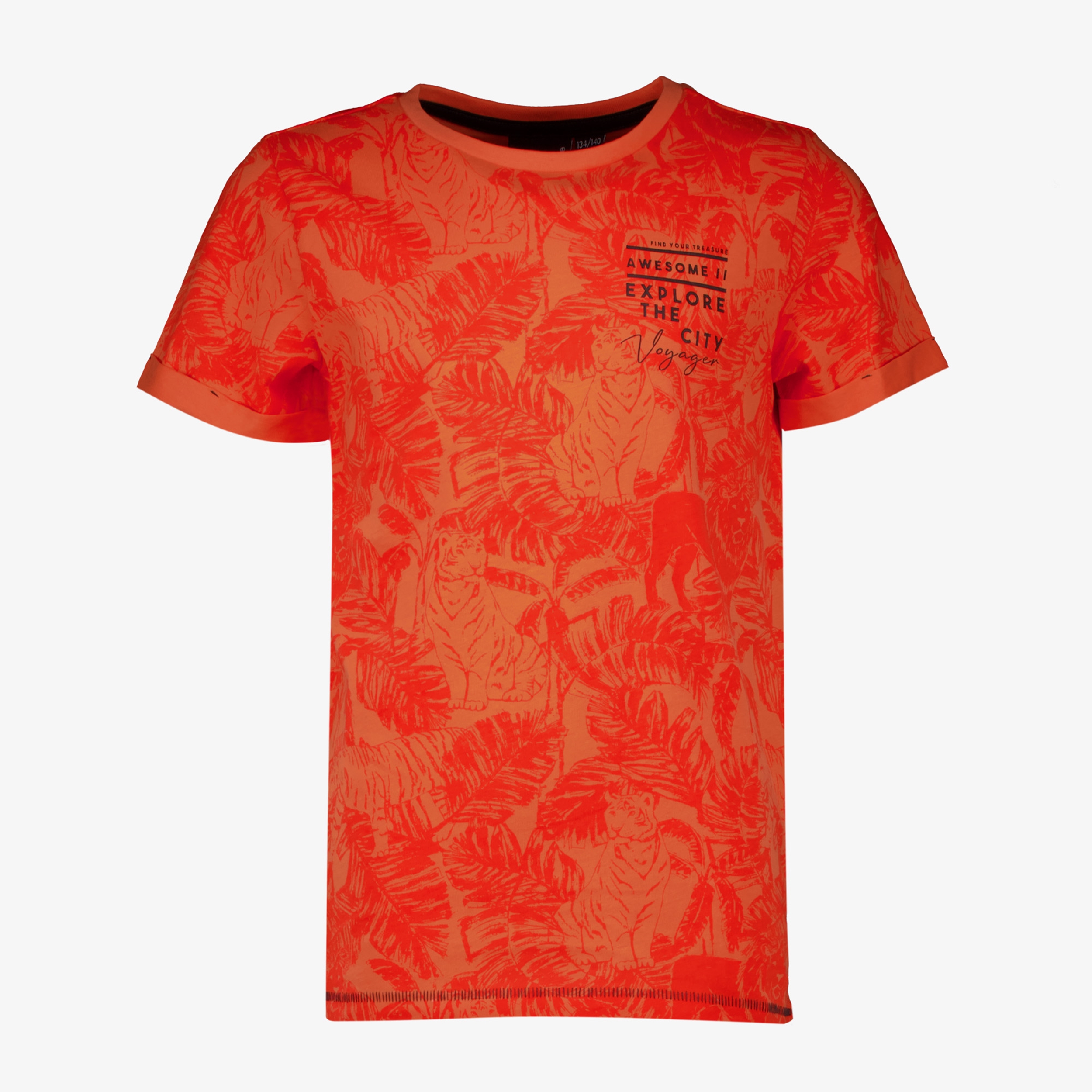 Unsigned jongens T-shirt met palmbladeren oranje
