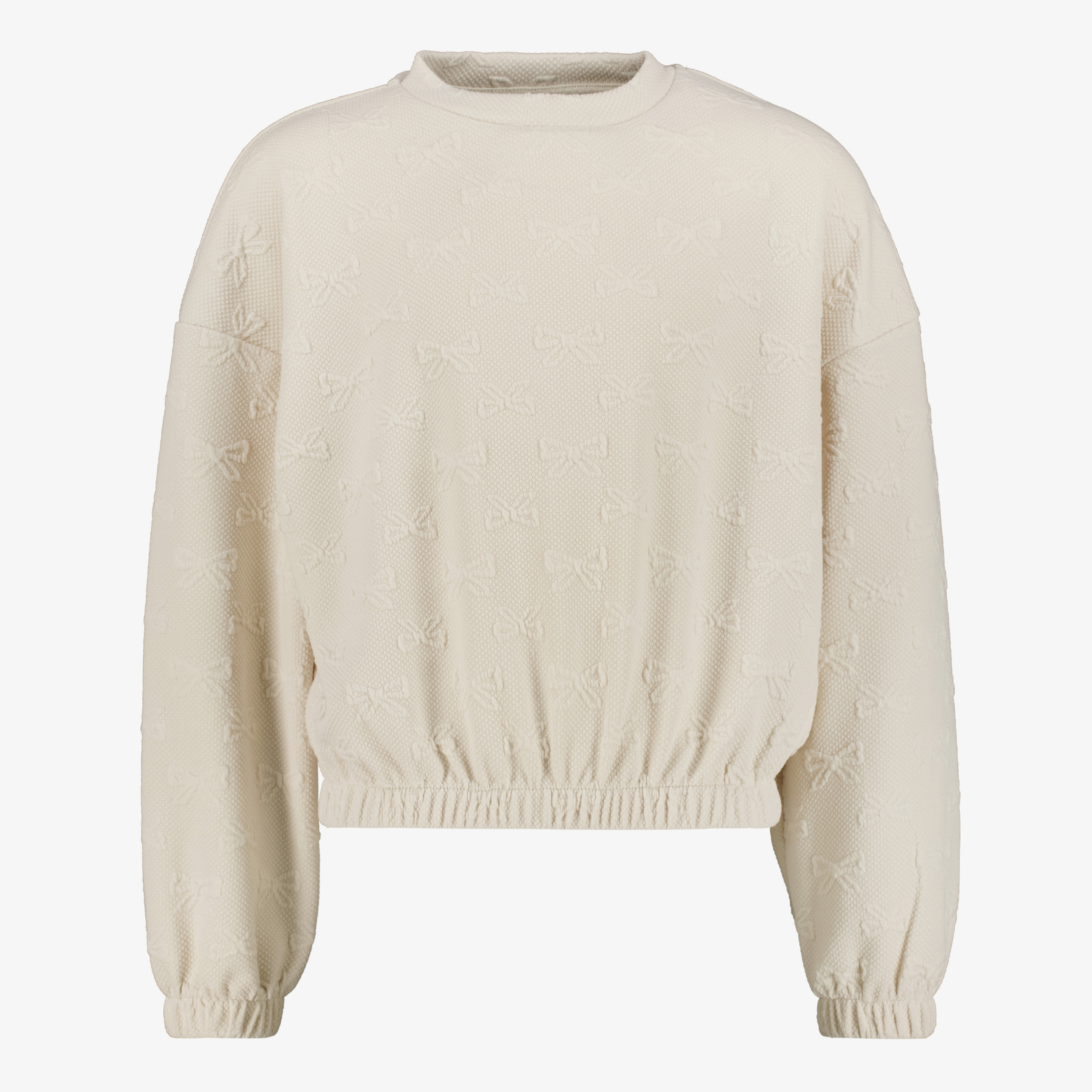 TwoDay meisjes sweater met geborduurde strikjes ecru truien & vesten