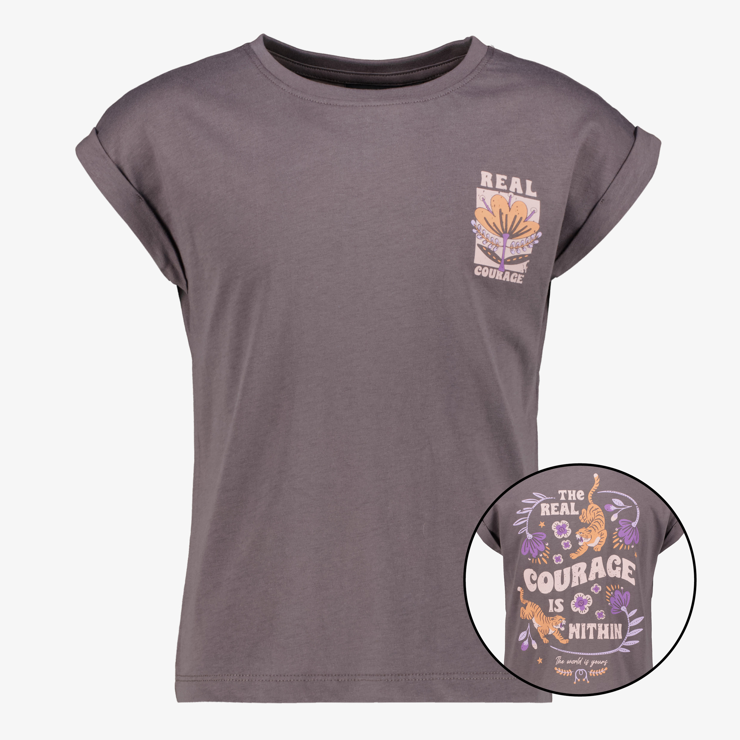 TwoDay meisjes T-shirt met backprint grijs t-shirts & tops