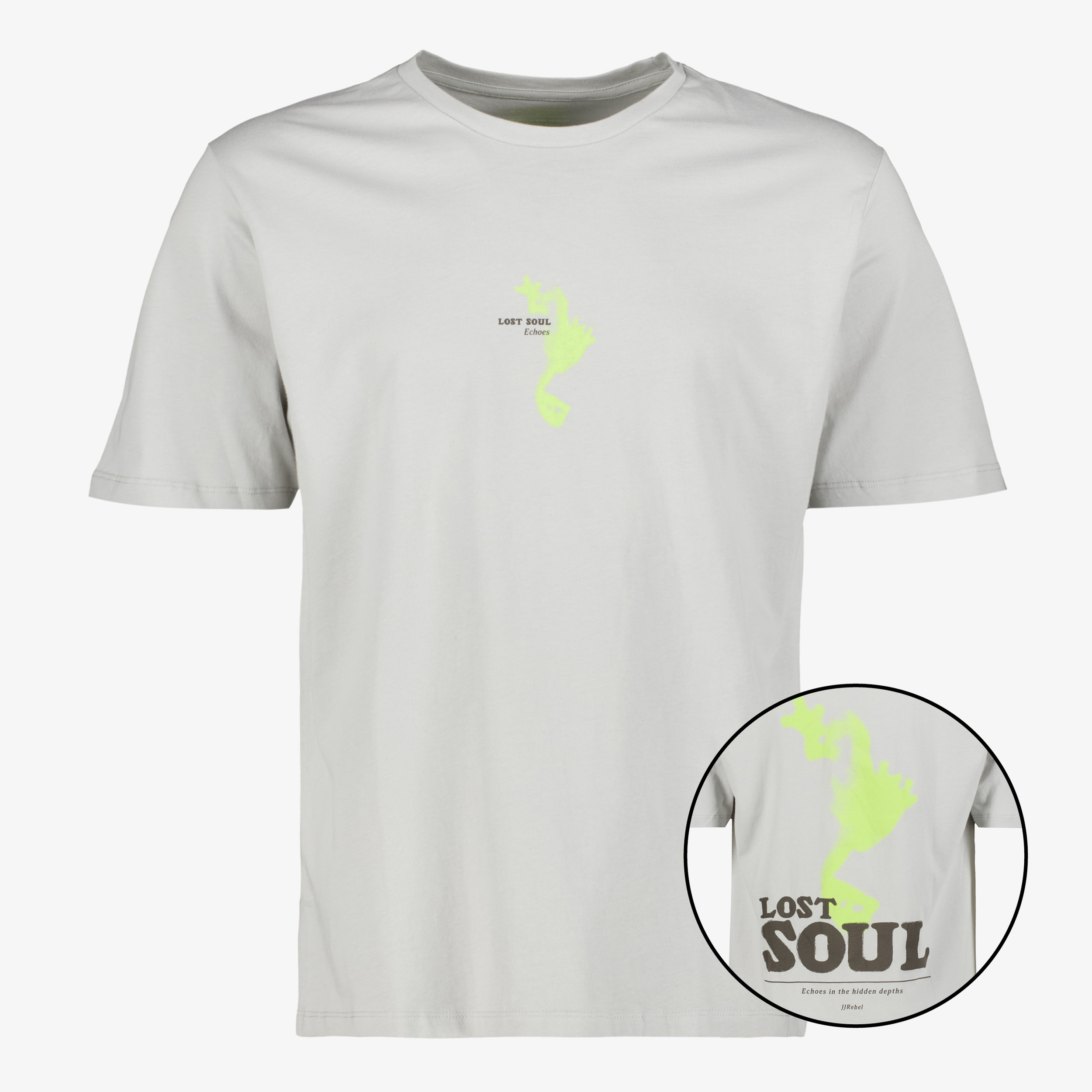 JJ REBEL heren T-shirt met backprint grijs t-shirts & tops