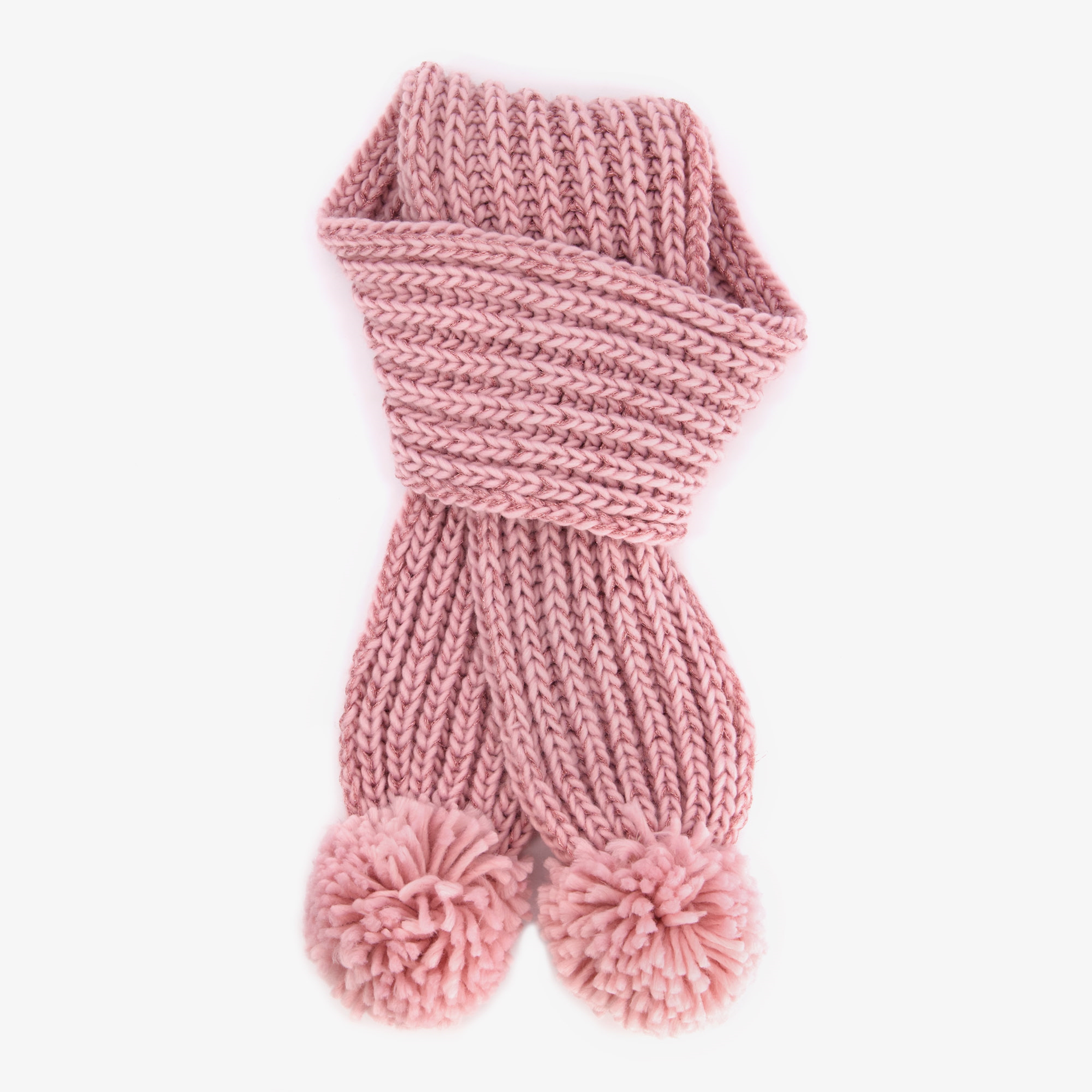 Gebreide meisjes sjaal met pompons roze