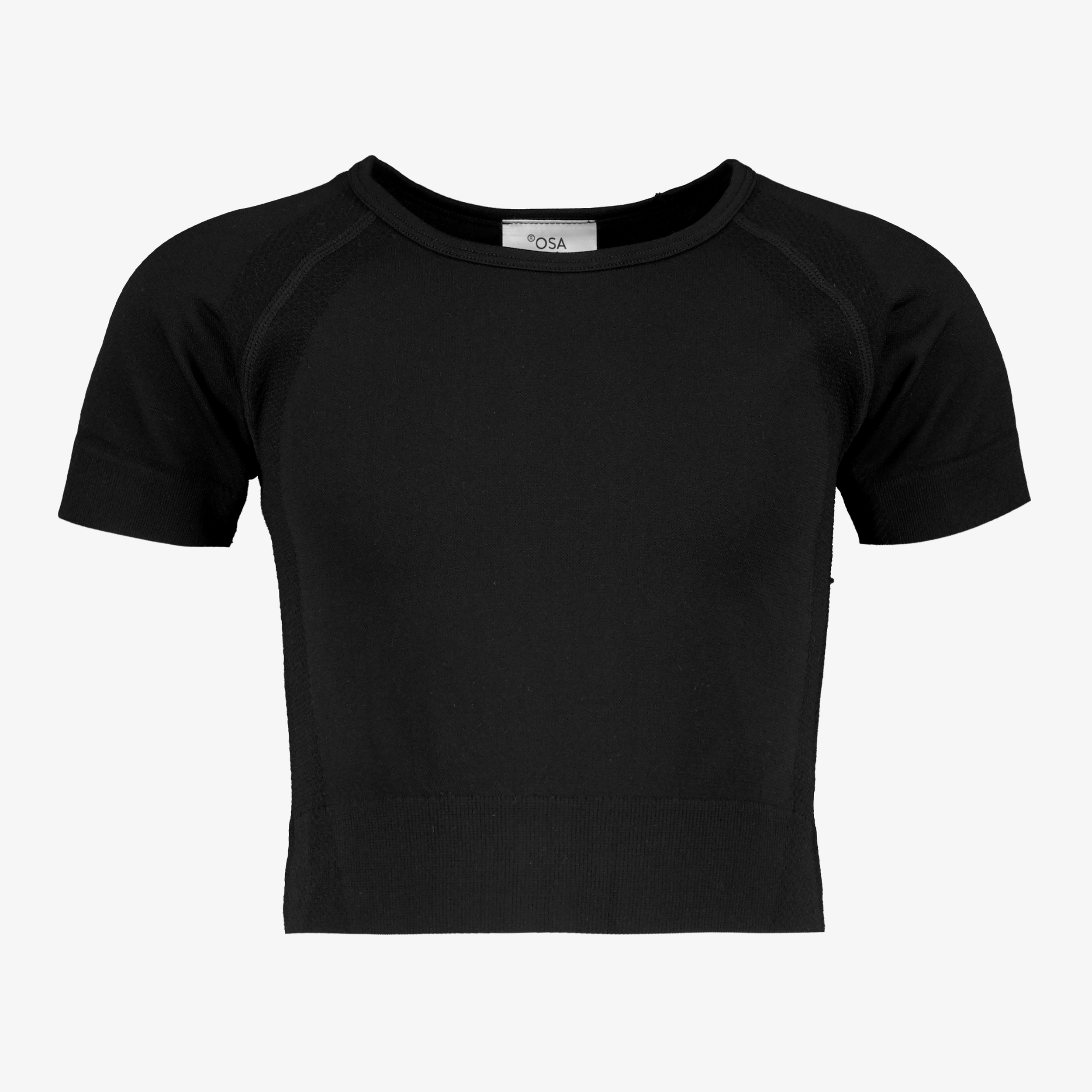 Osaga cropped meisjes sport T-shirt seamless zwart t-shirts & tops