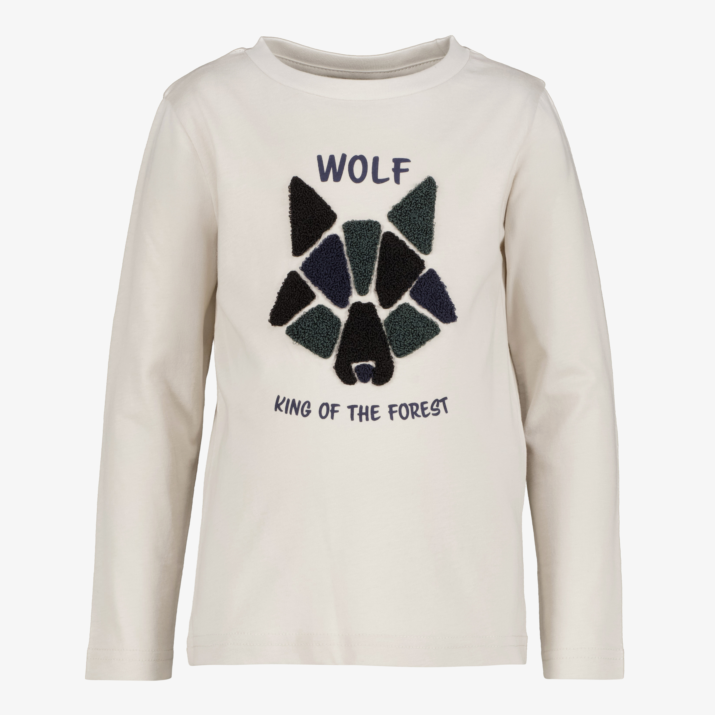 Unsigned jongens longsleeve met wolvenkop ecru t-shirts & tops