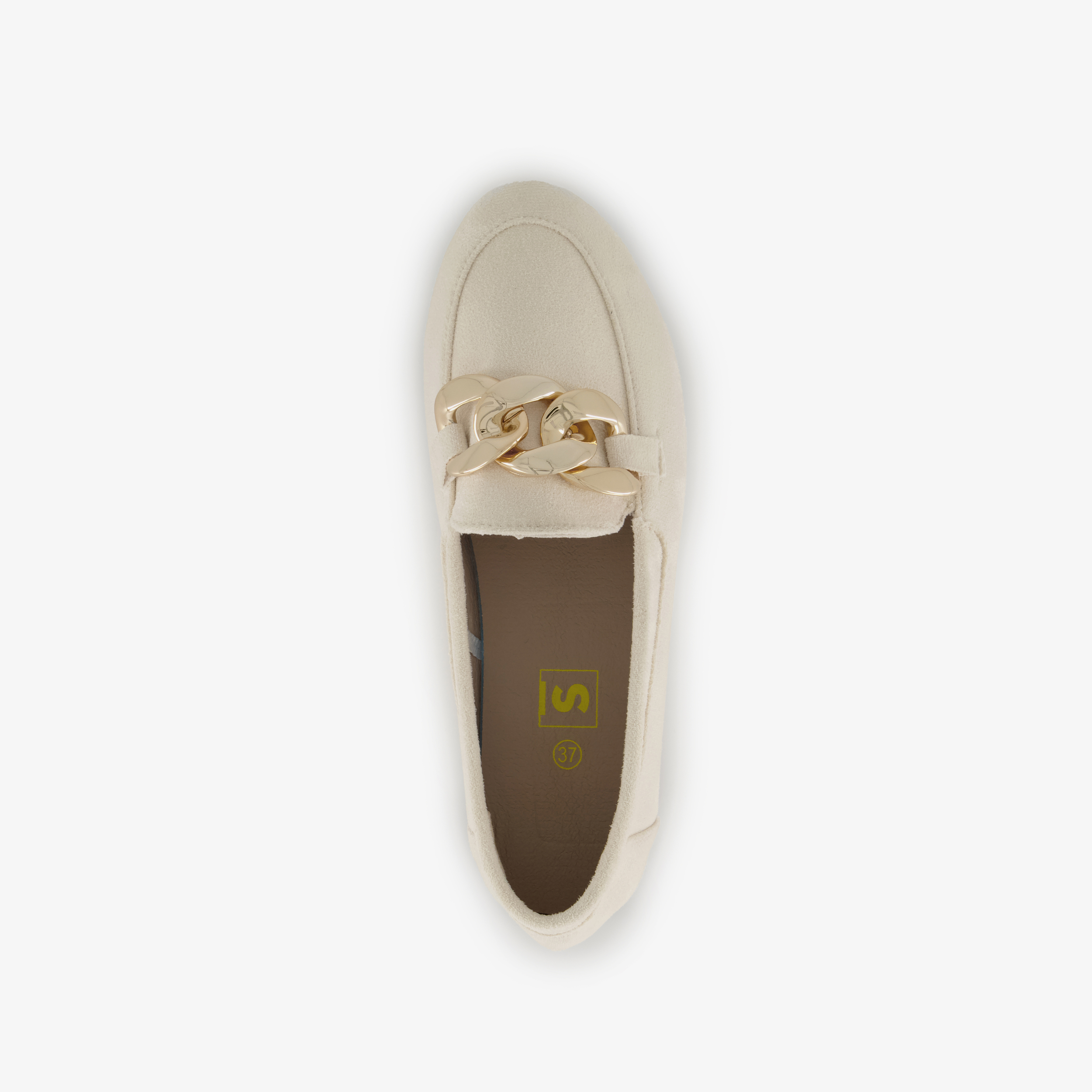 Dames loafers met ketting details beige – foto 4