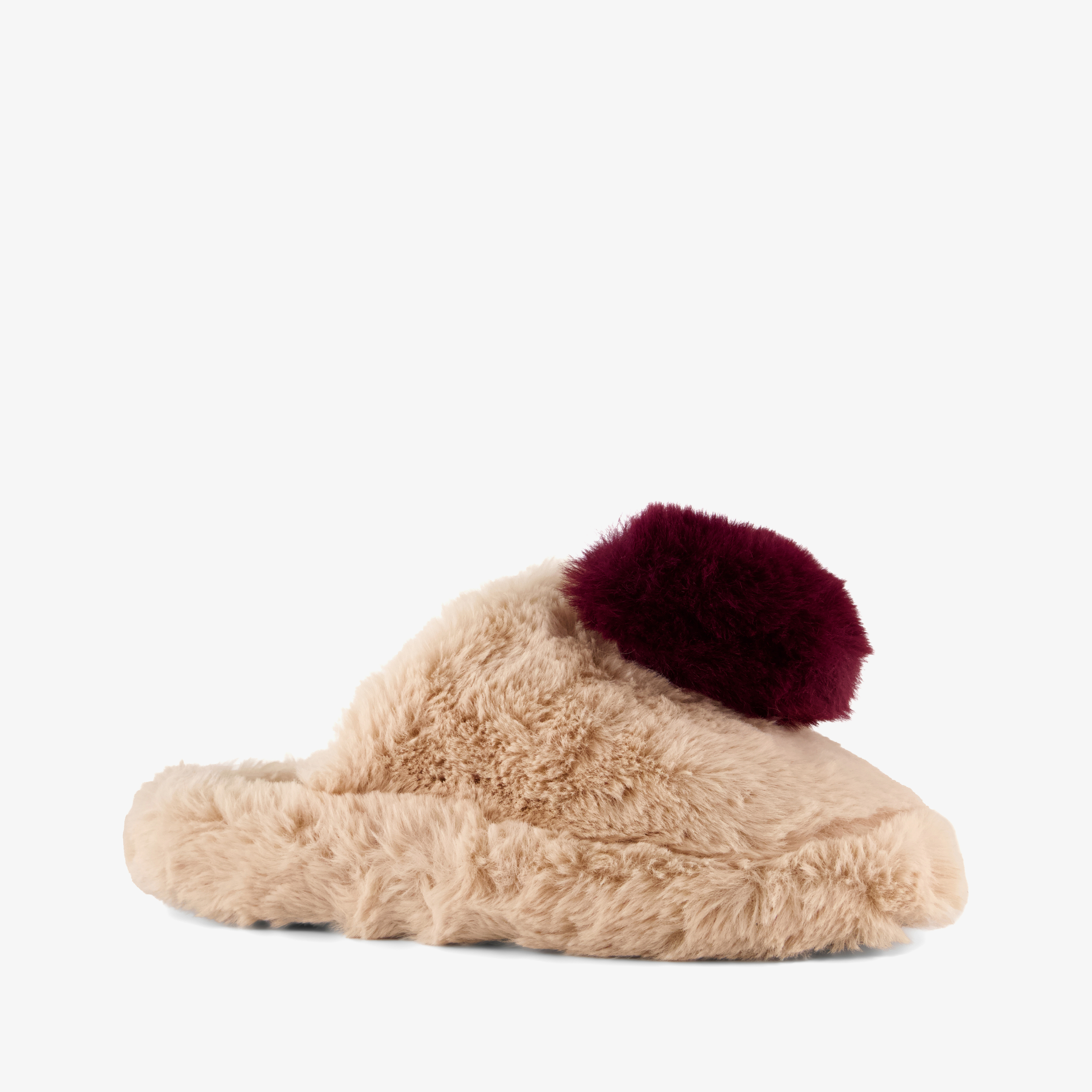 Thu!s dames instappers pantoffels met hartje beige bruin