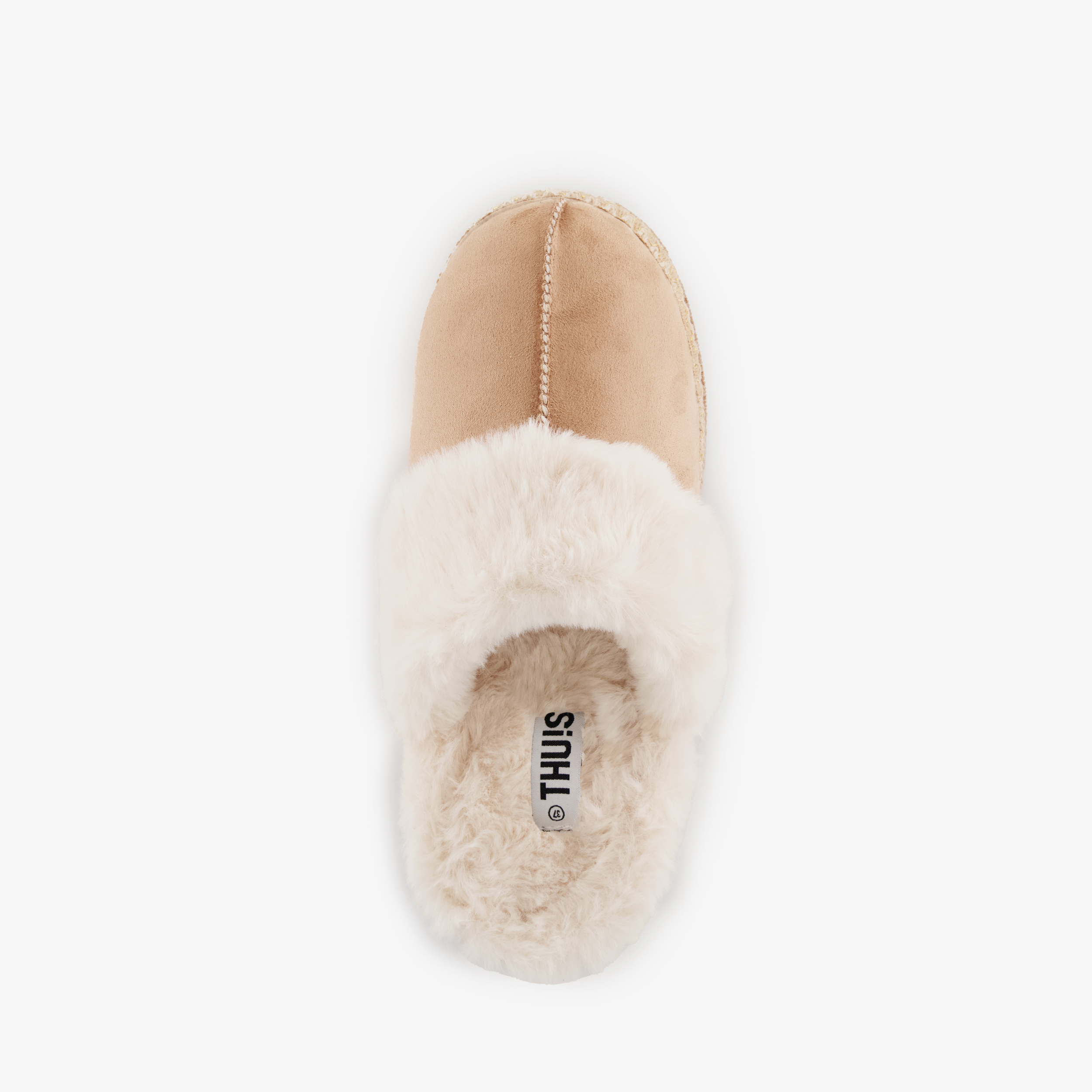 Thu!s gevoerde dames instap pantoffels beige – foto 4