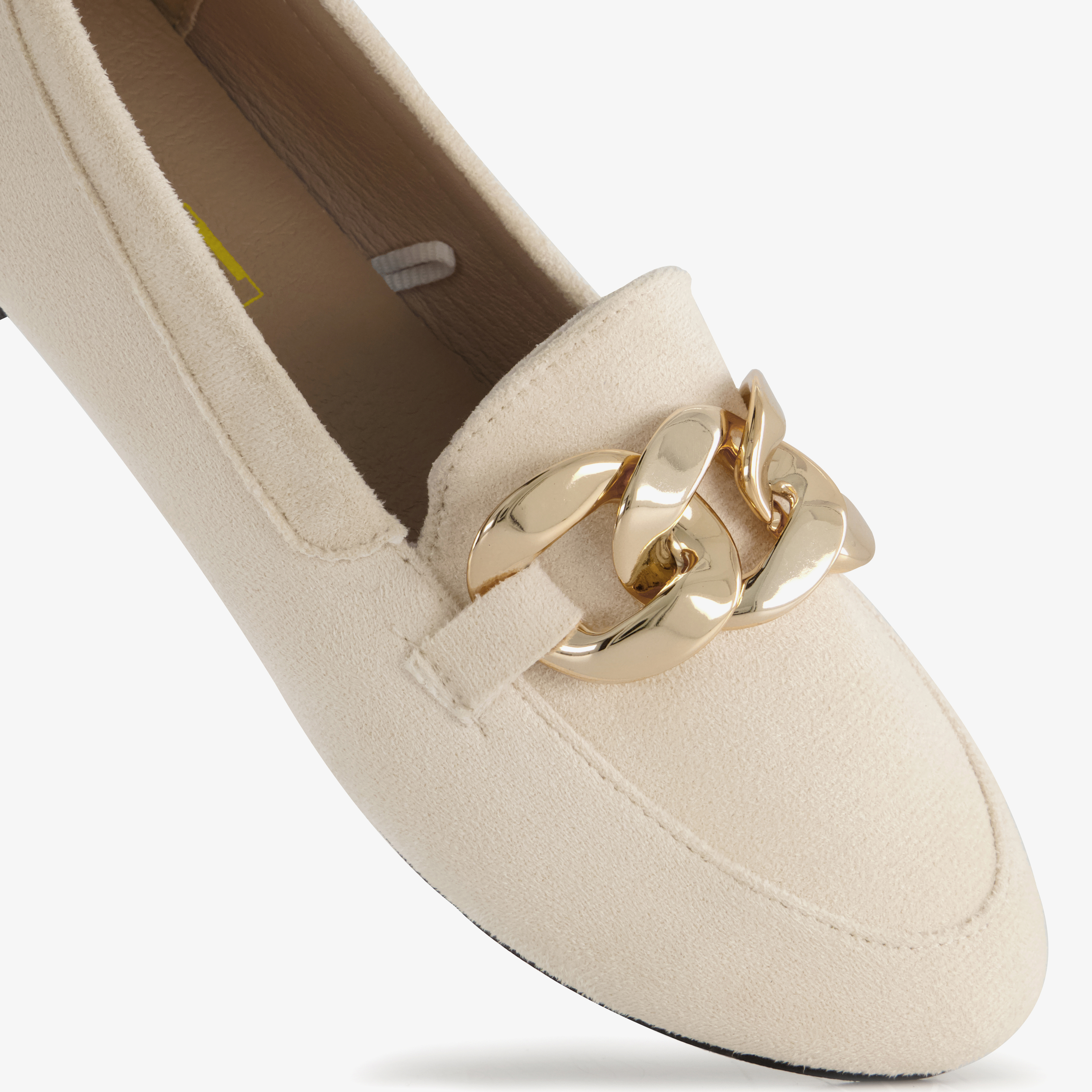 Dames loafers met ketting details beige – foto 5