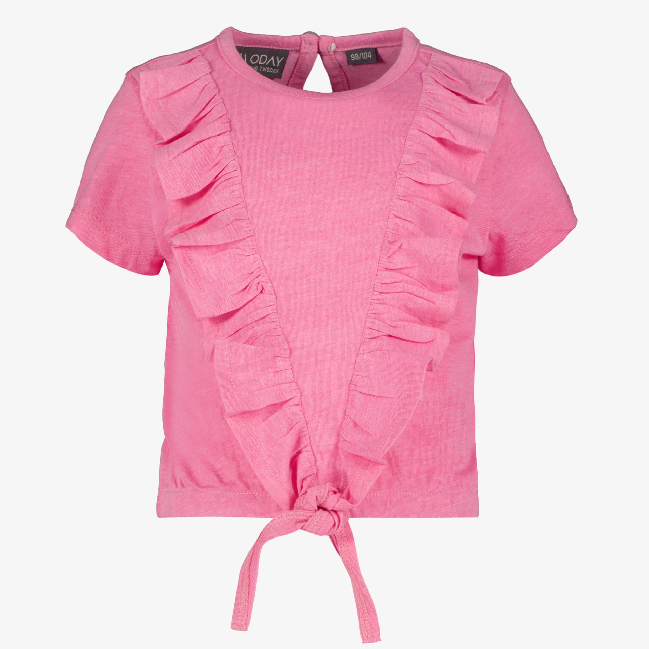 TwoDay geknoopt meisjes T-shirt met ruches roze