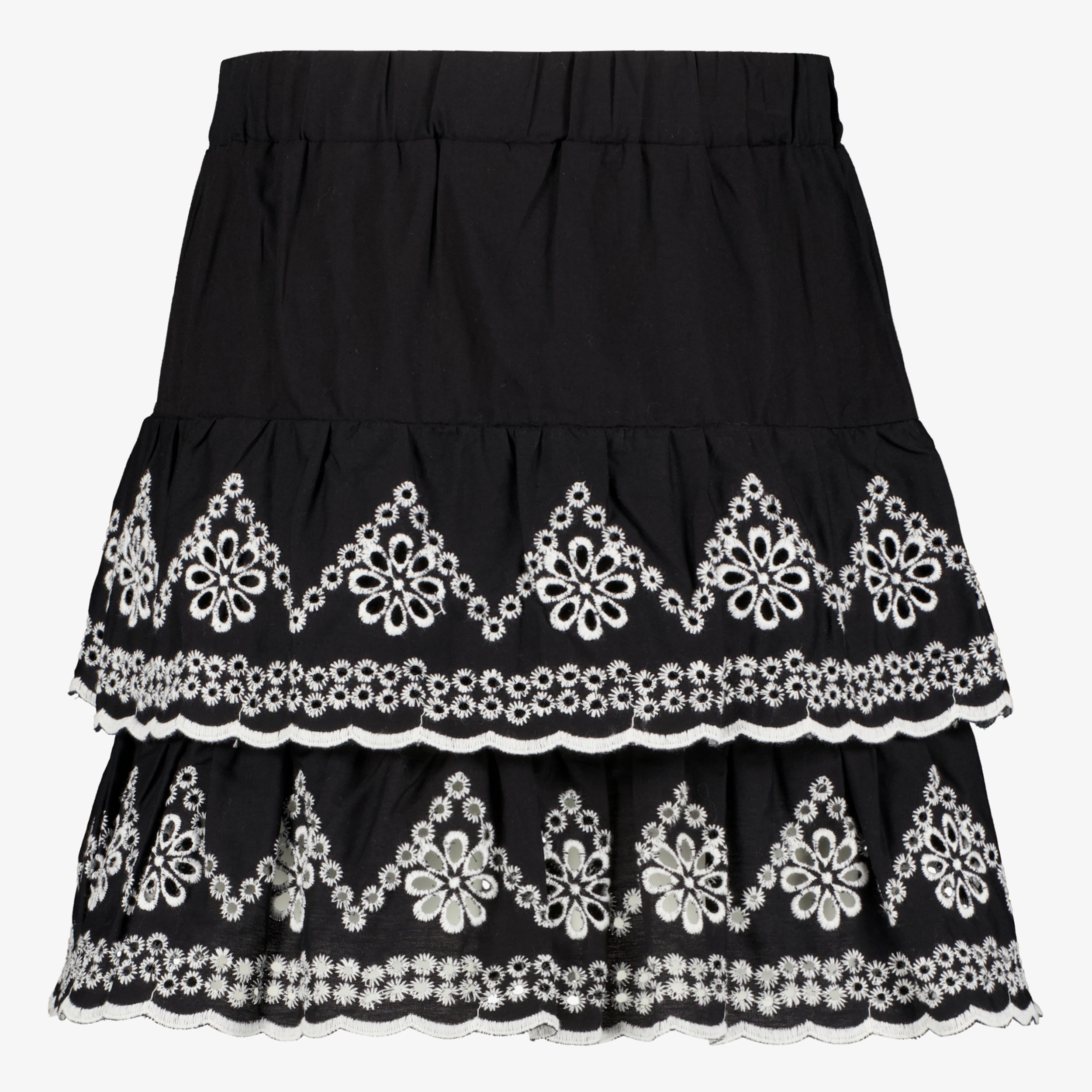 TwoDay meisjes rokje met broderie zwart