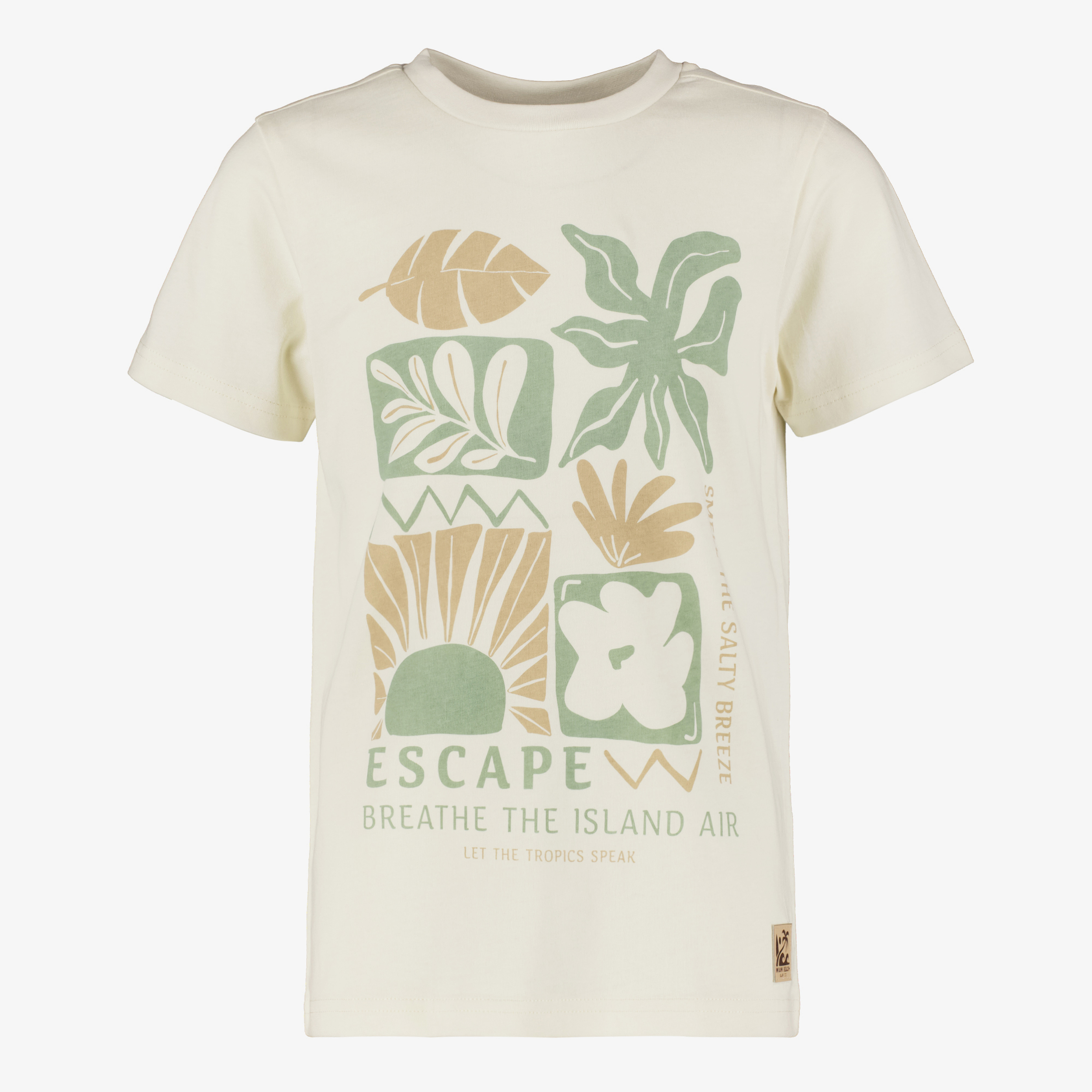 Unsigned jongens T-shirt met opdruk ecru groen