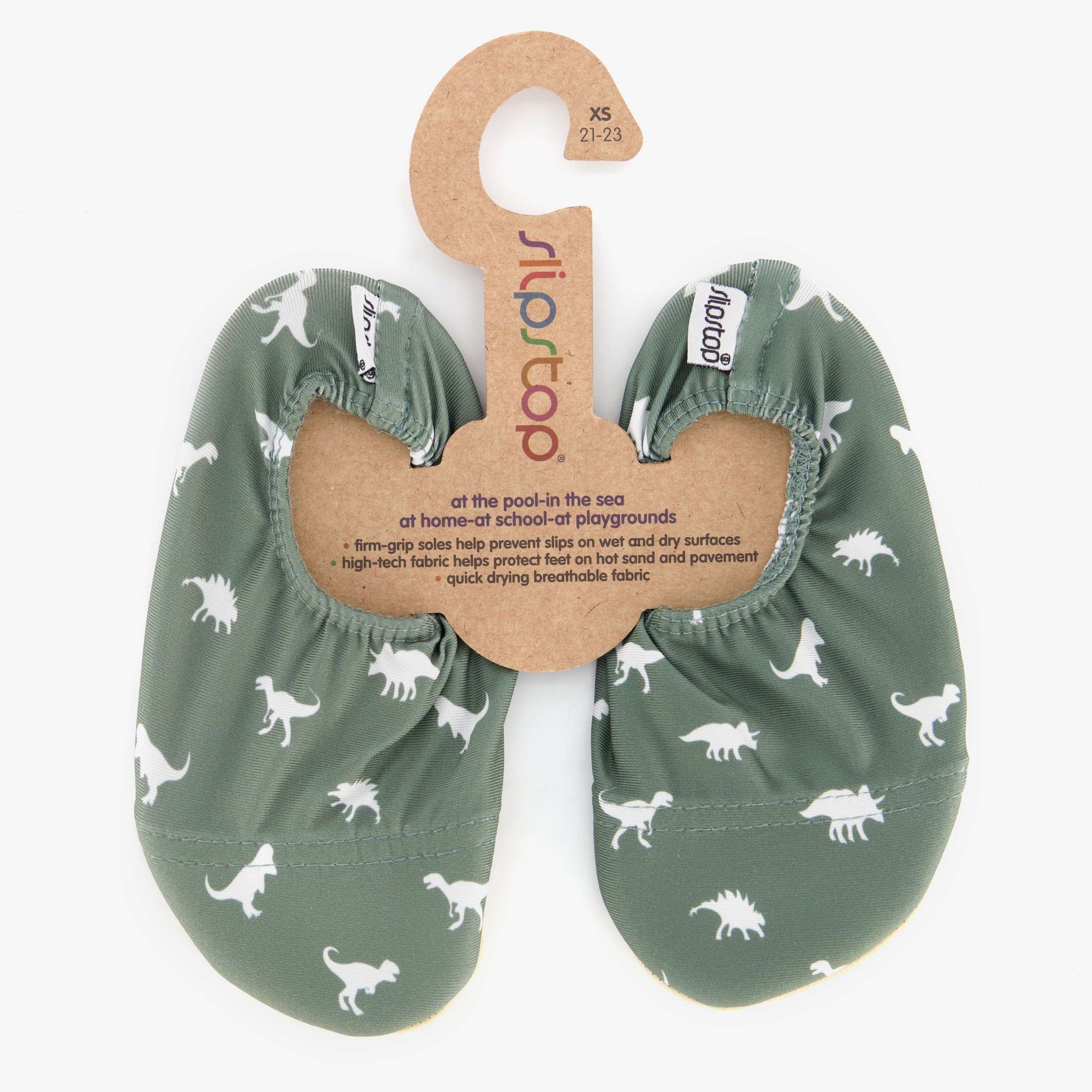 Slipstop kinder schoenen groen met dino