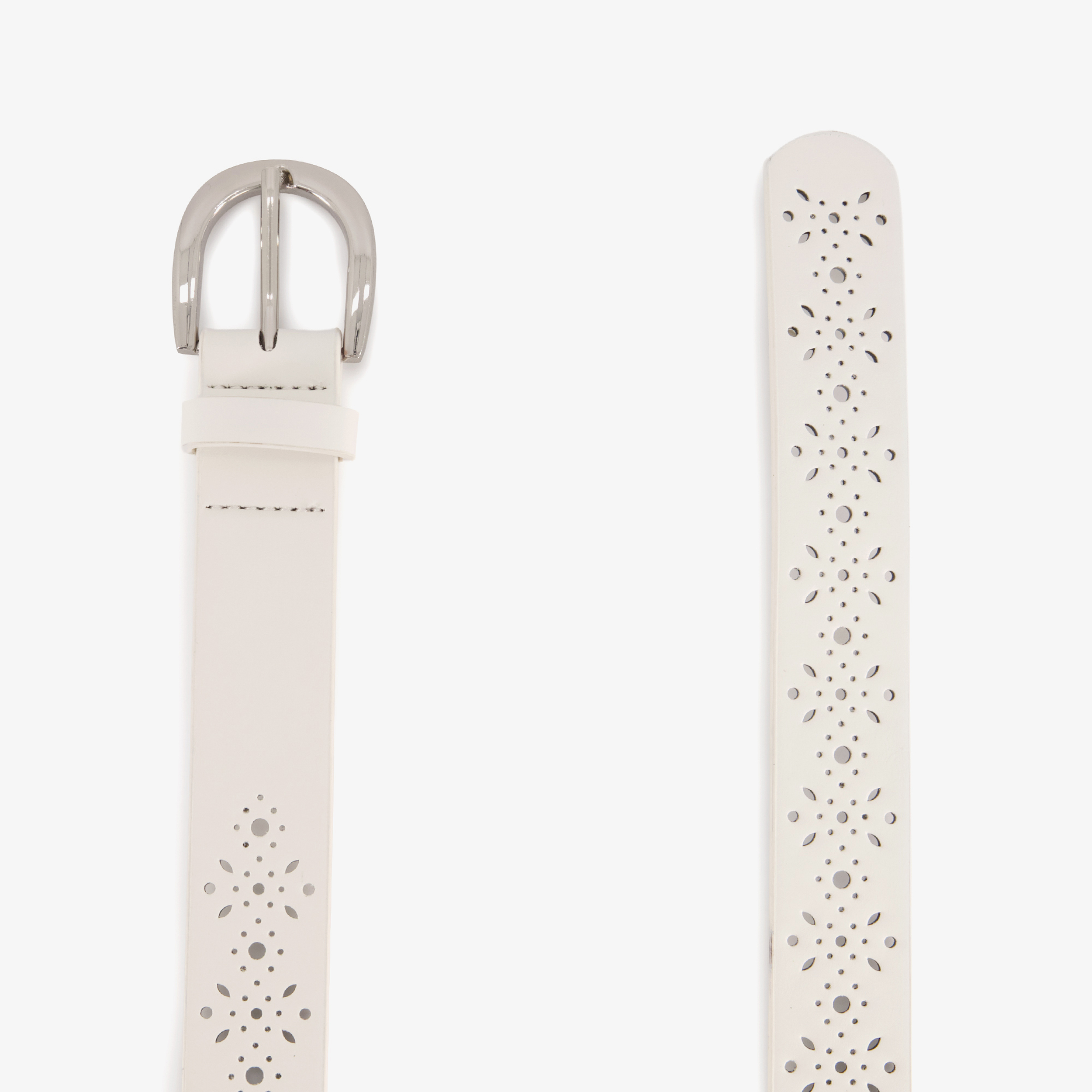 Dames riem met perforaties en studs beige – foto 2
