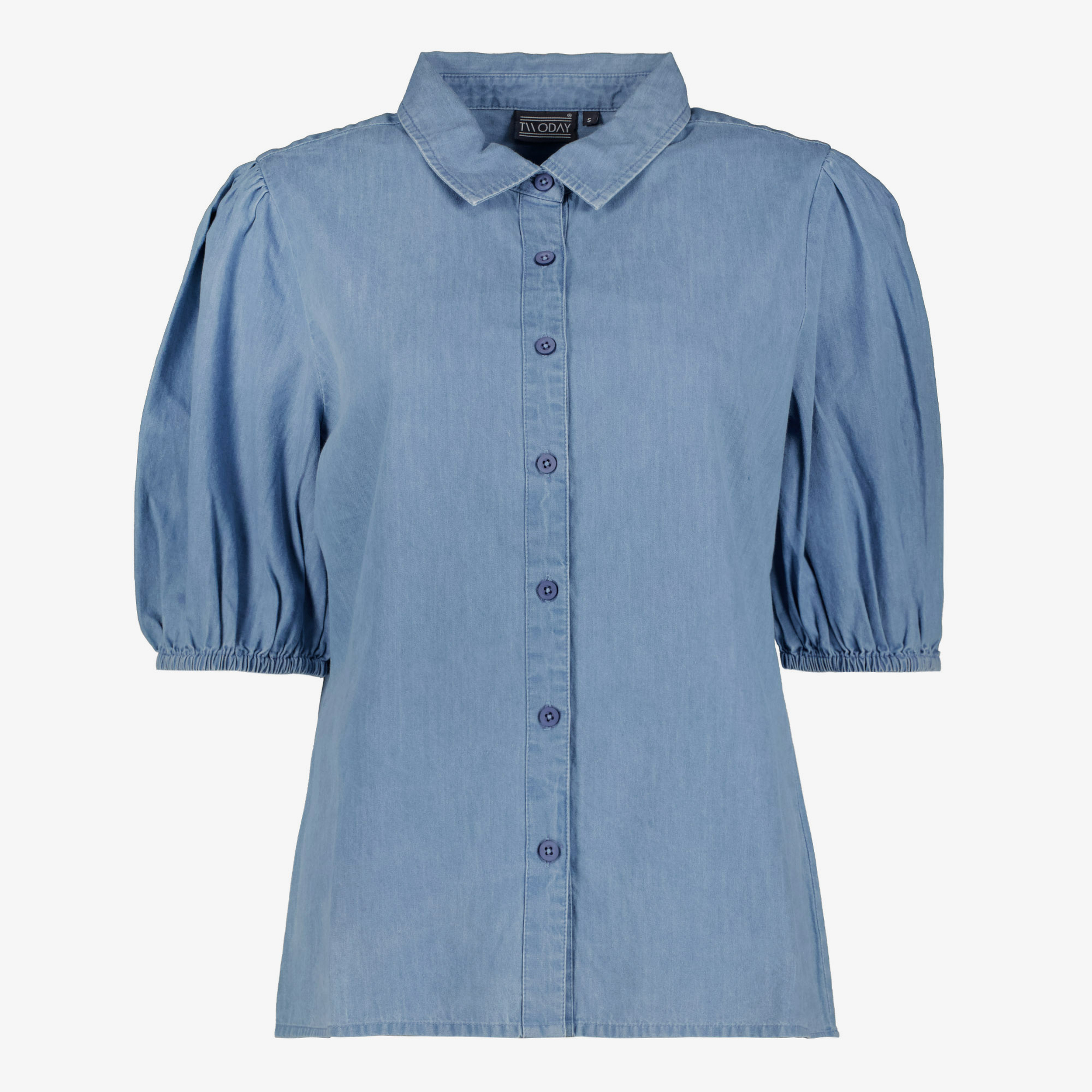 TwoDay dames spijkerblouse met korte pofmouwtjes t-shirts & tops