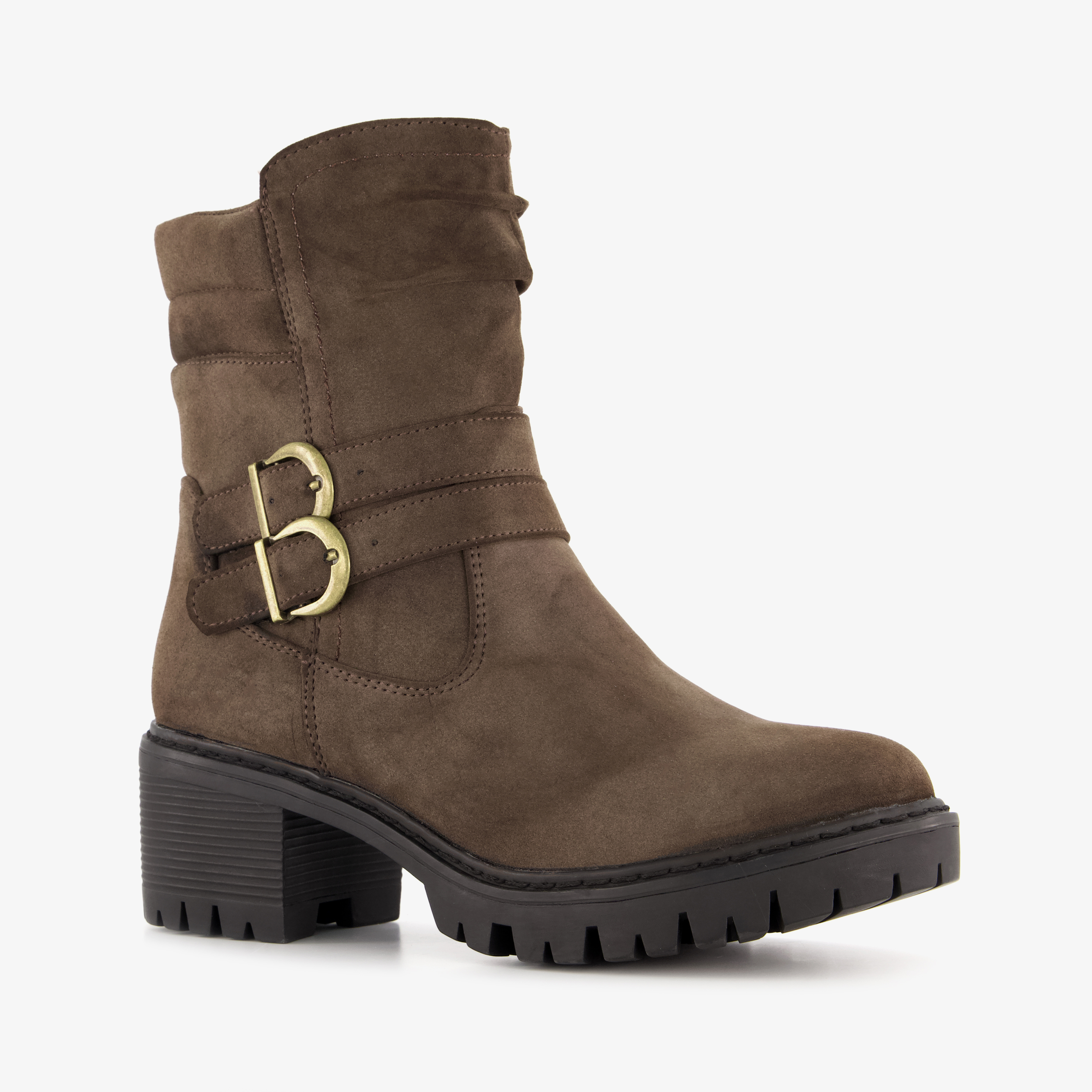 Blue Box dames biker boots met hak bruin enkellaarzen