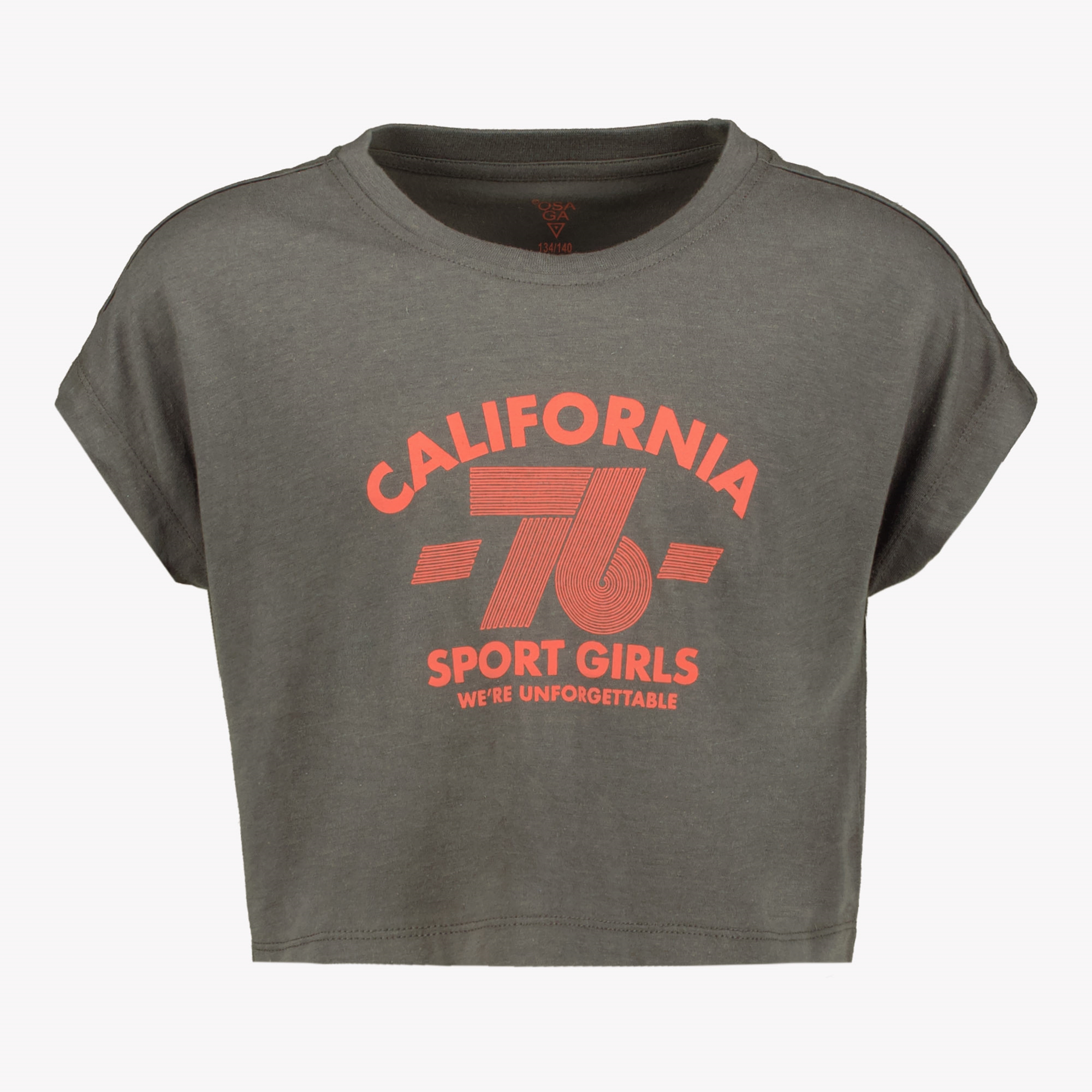 Osaga cropped meisjes sport T-shirt grijs