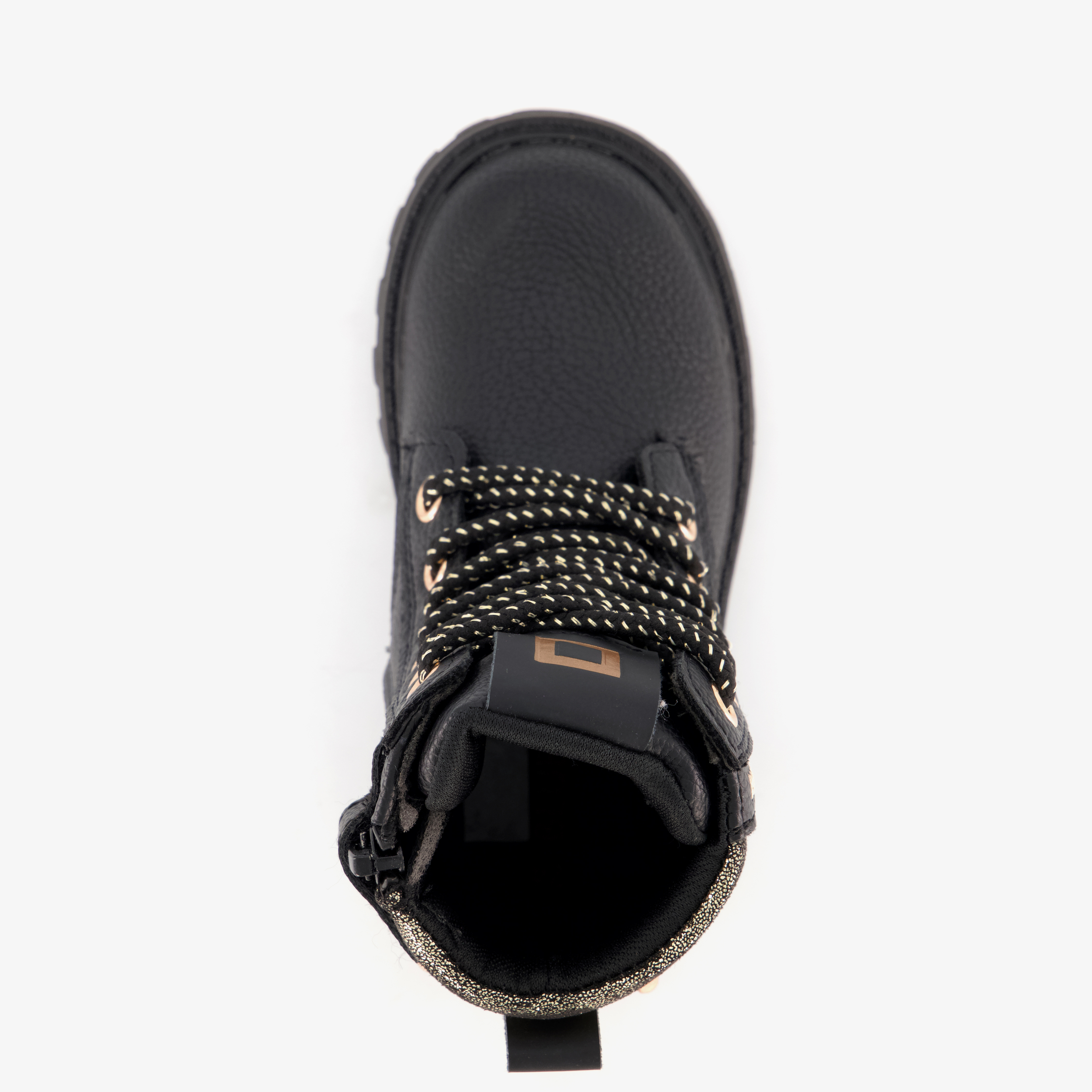 Blue Box meisjes veterboots zwart met gouden details – foto 4