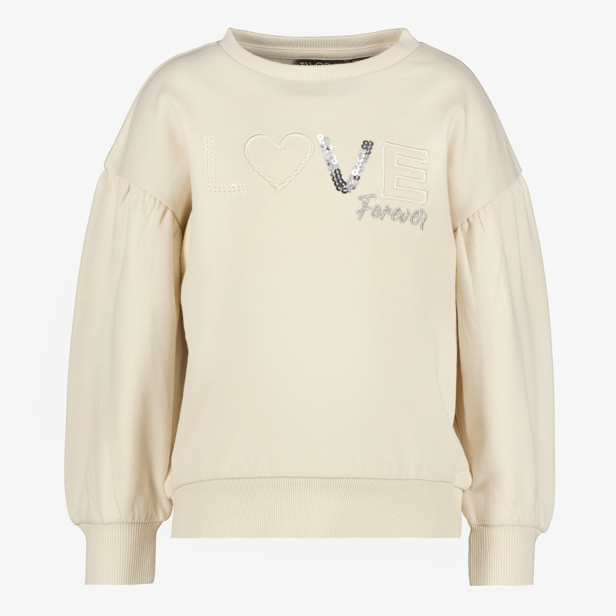 TwoDay meisjes sweater met tekst en pailletjes beige