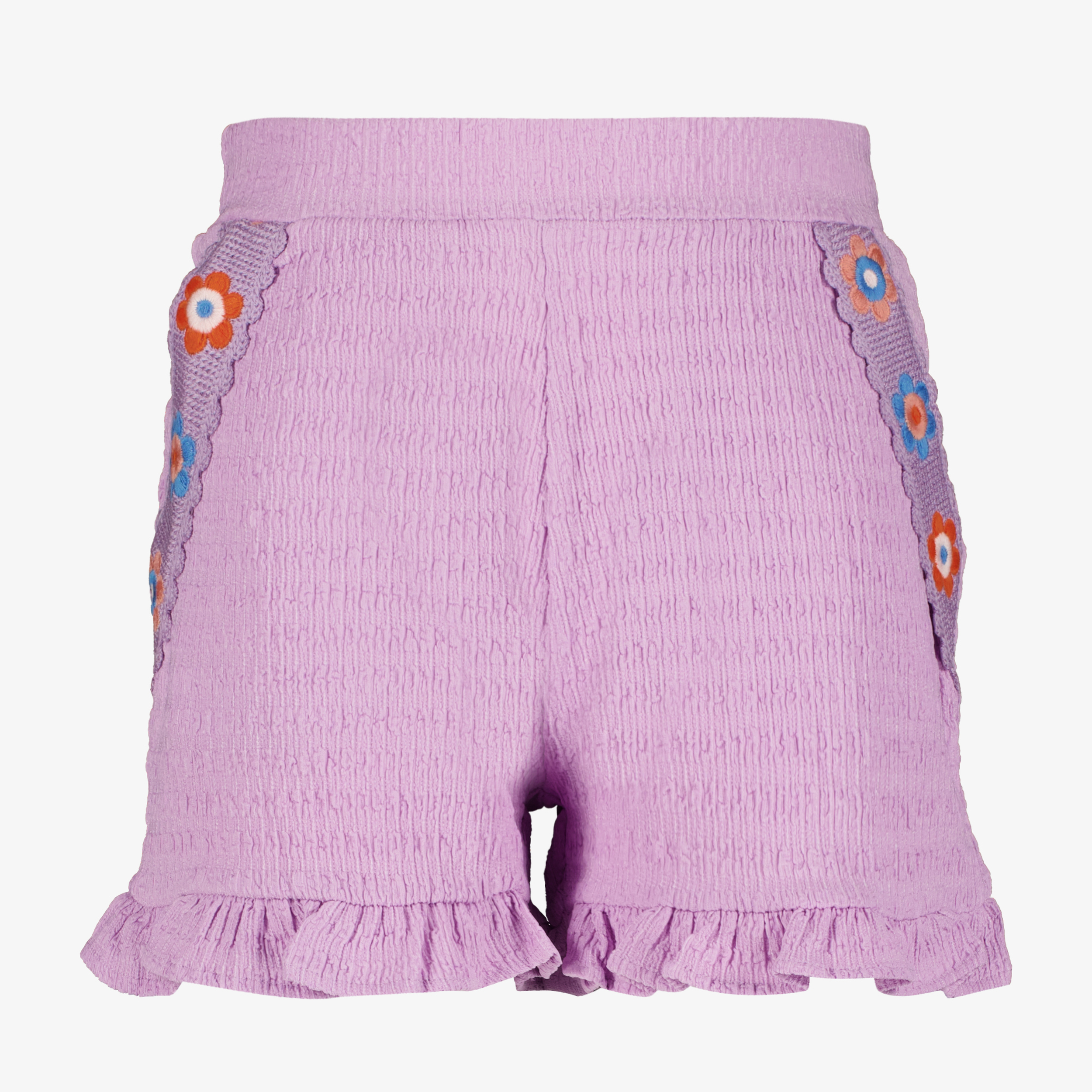 MyWay meisjes short met geborduurde bloemen lila