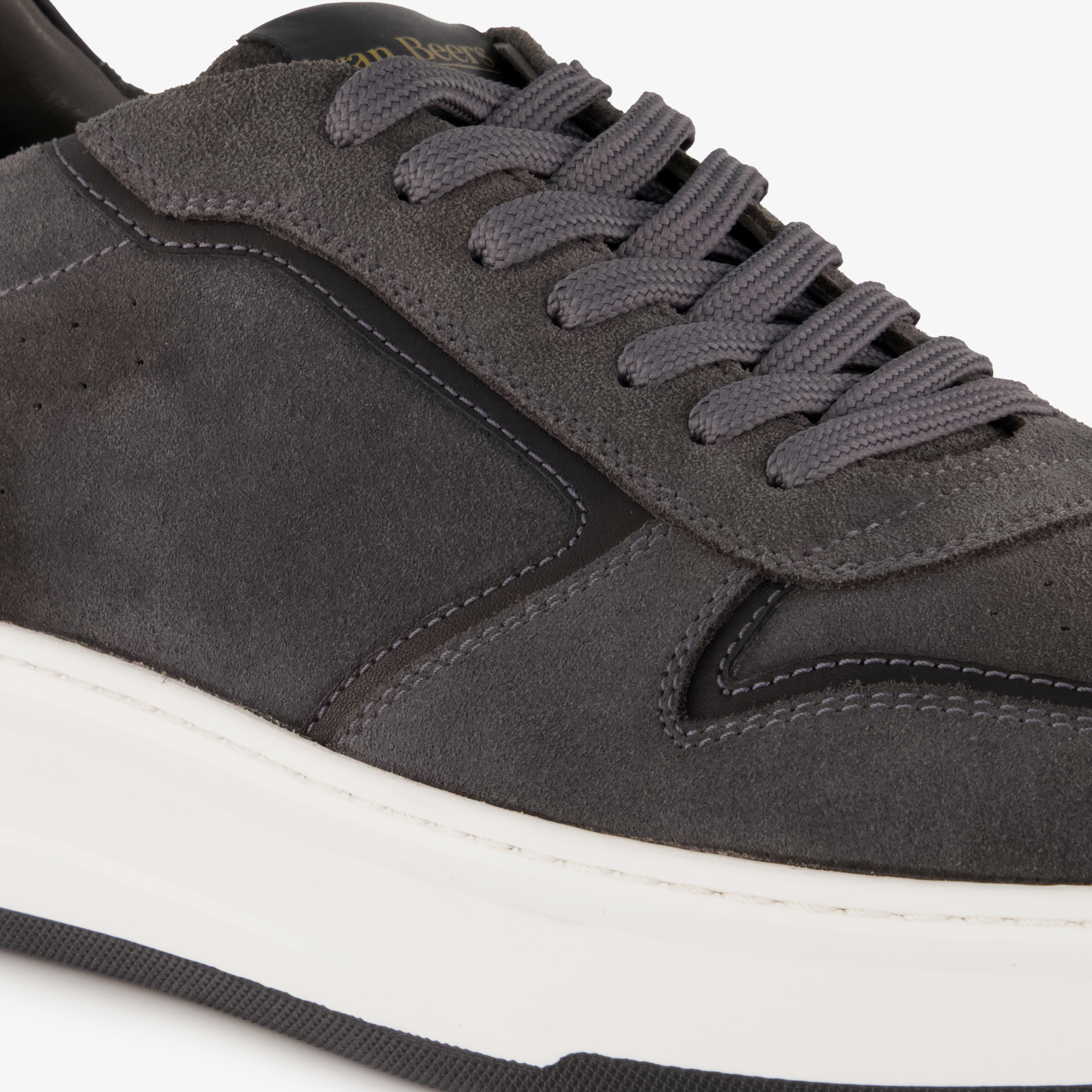 Van Beers suède heren sneakers grijs – foto 5