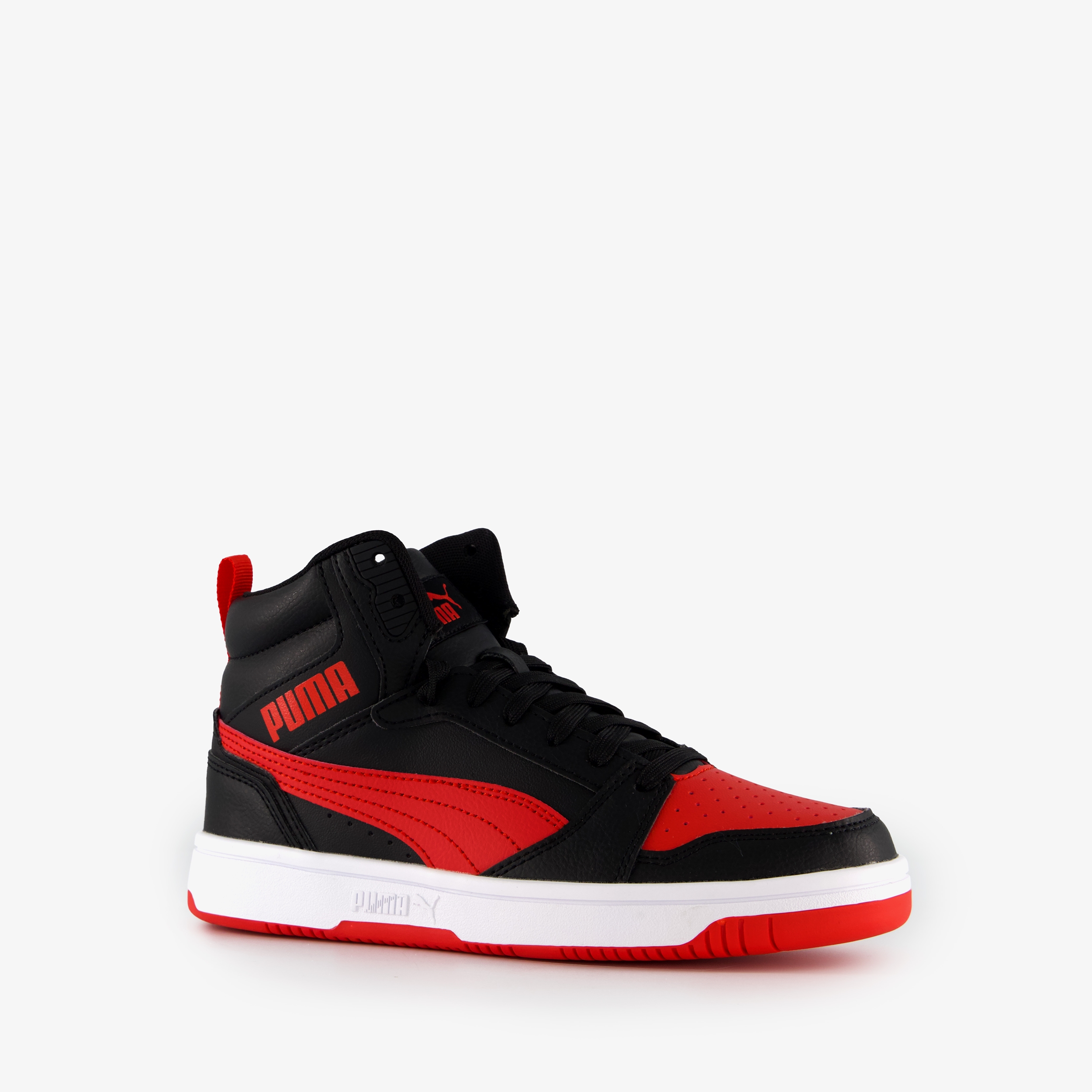 Puma Rebound V6 Mid kinder sneakers zwart/rood