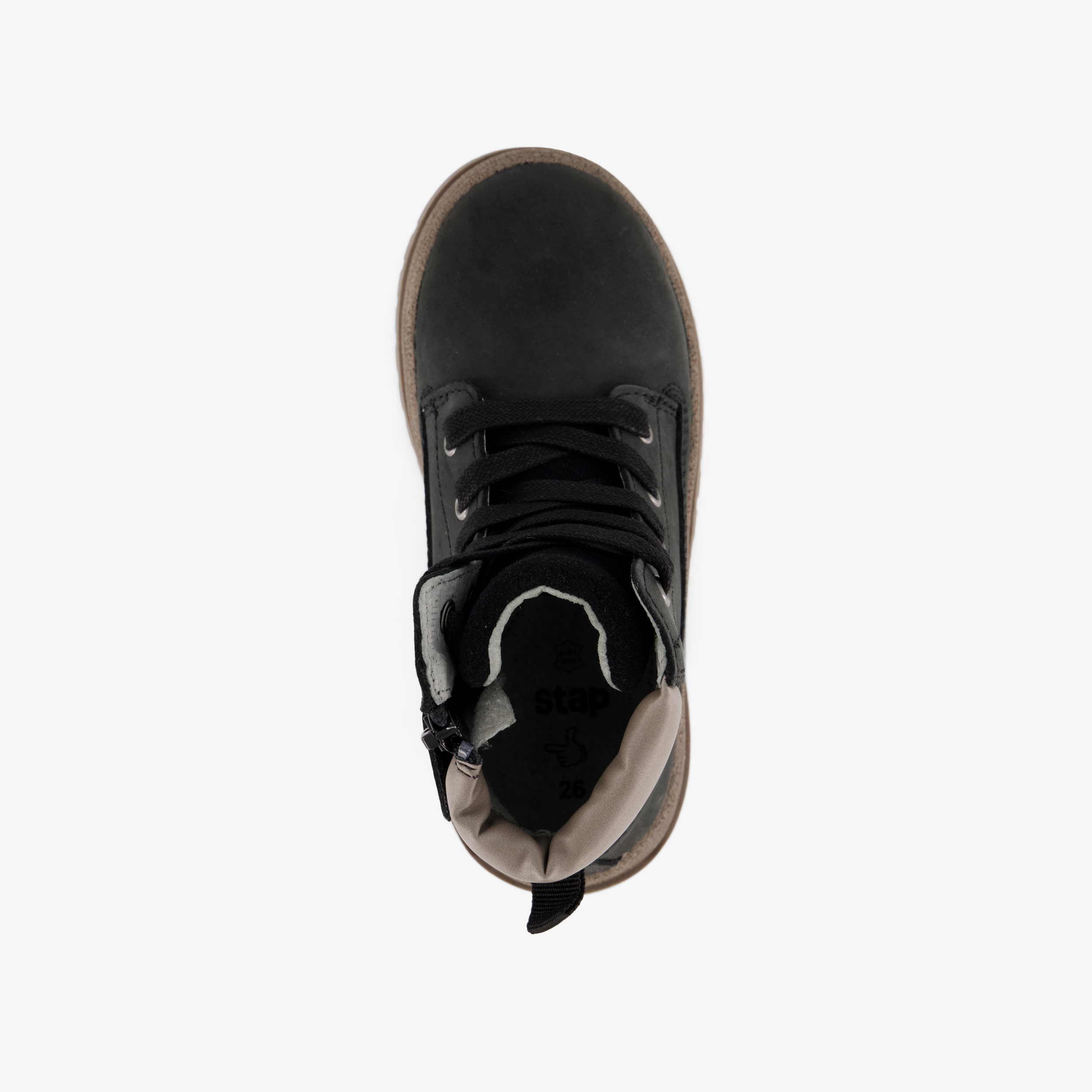 Stap leren jongens veterboots zwart – foto 4