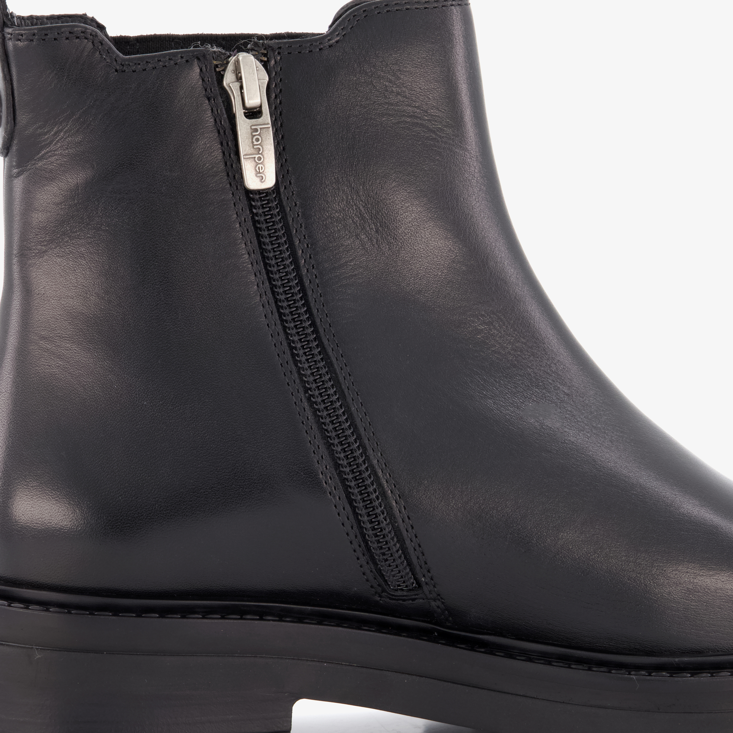 Harper lage leren dames chelsea boots zwart – foto 5