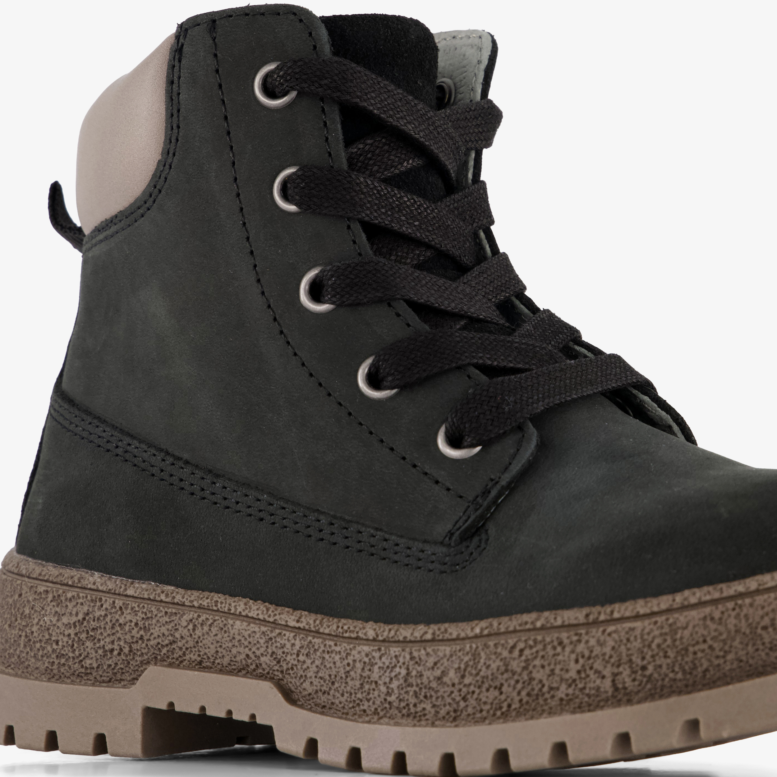 Stap leren jongens veterboots zwart – foto 5