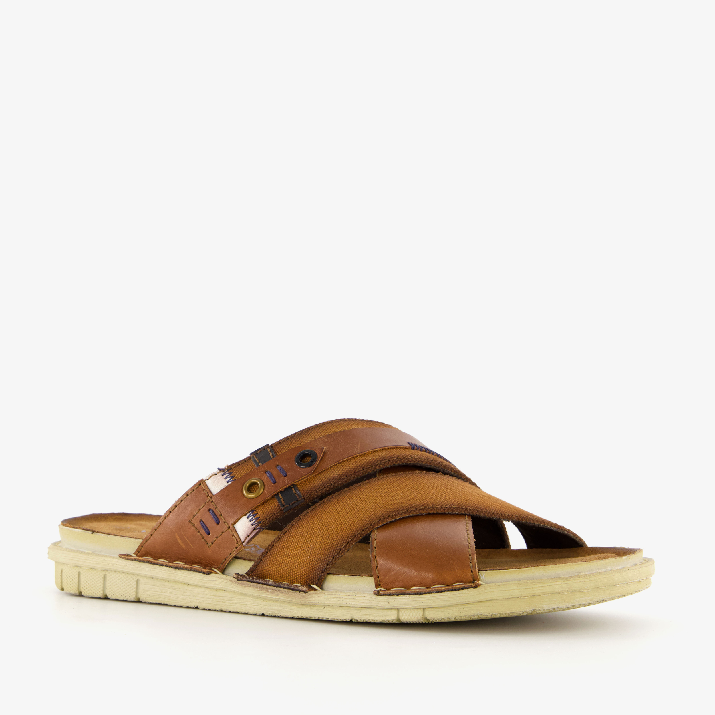Van Beers leren heren slippers bruin