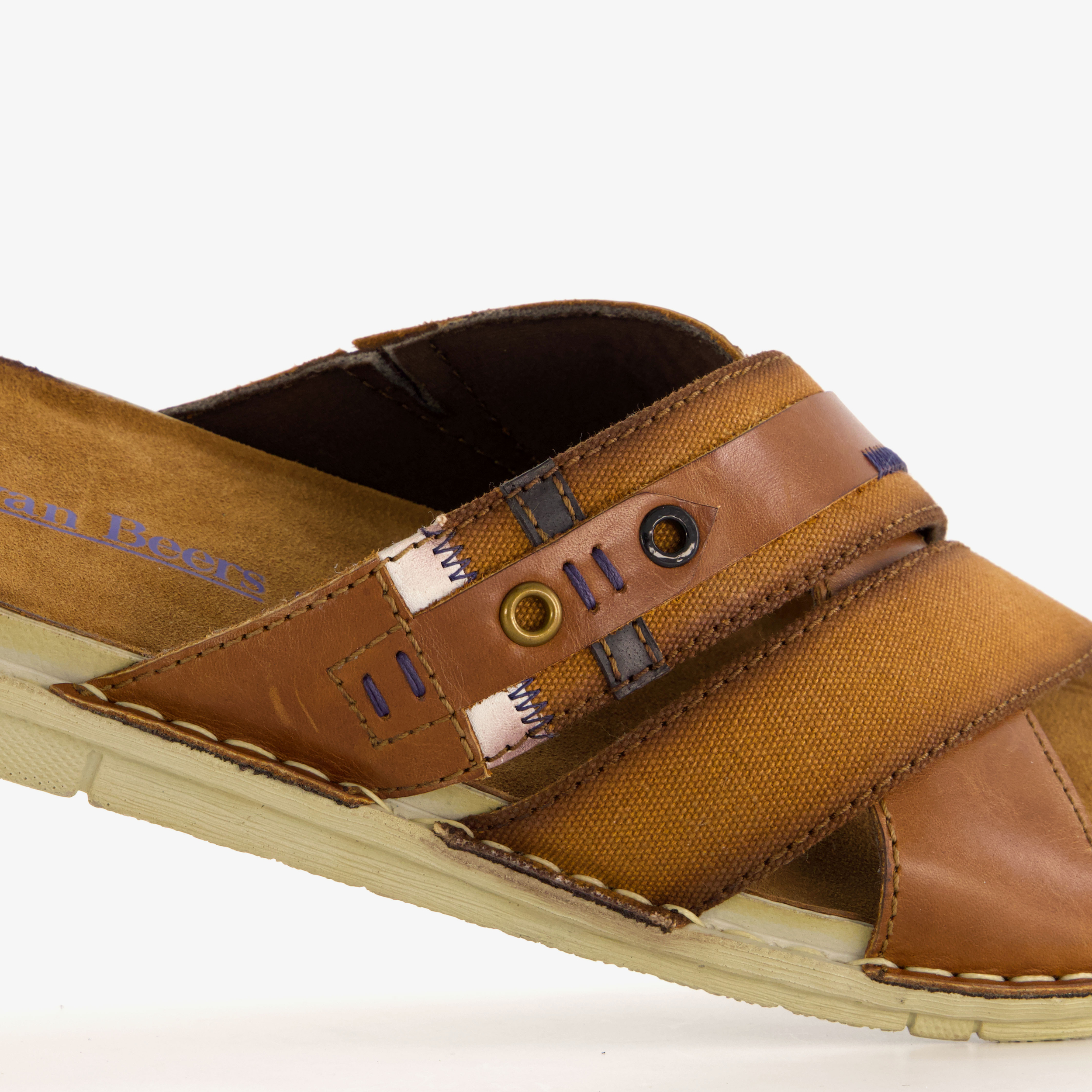 Van Beers leren heren slippers bruin – foto 5