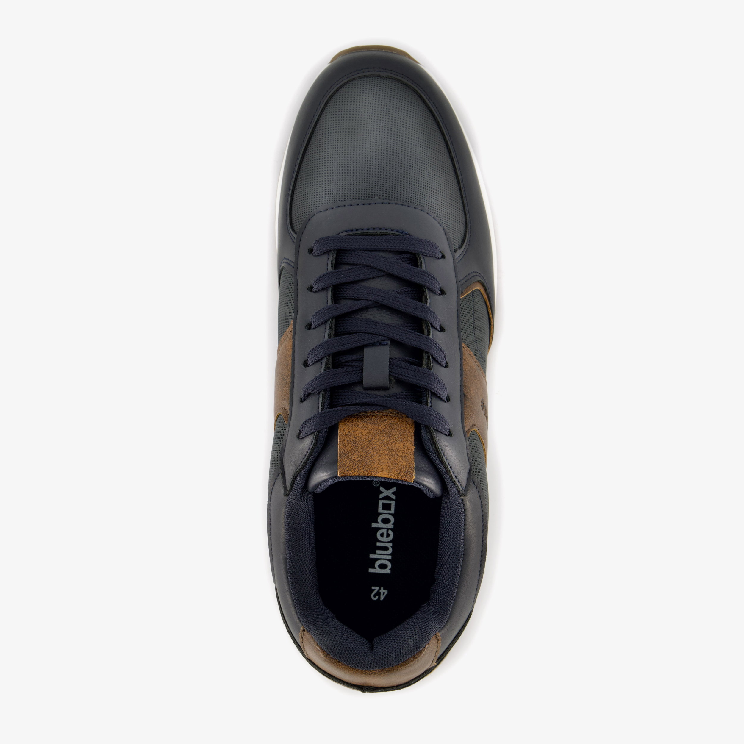 Blue Box heren sneakers blauw cognac – foto 4